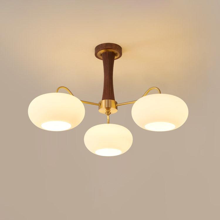 Eira Brass Wooden Glass Persimmon Chandelier