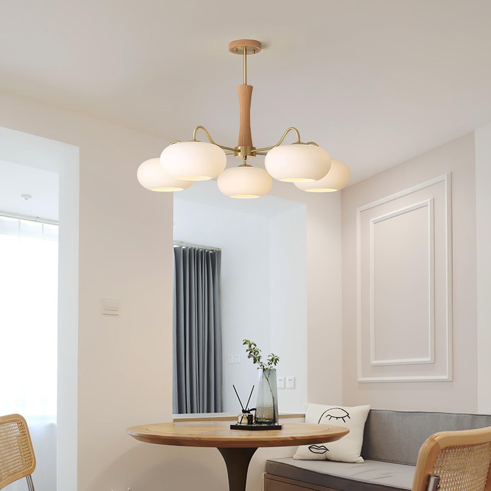 Fiorella Vintage Brass Wooden Chandelier