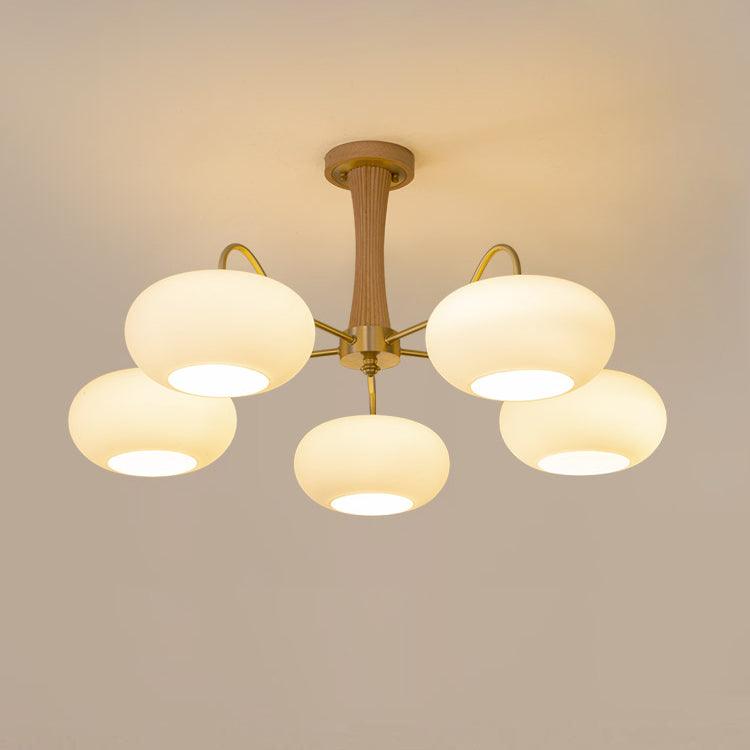 Eira Brass Wooden Glass Persimmon Chandelier