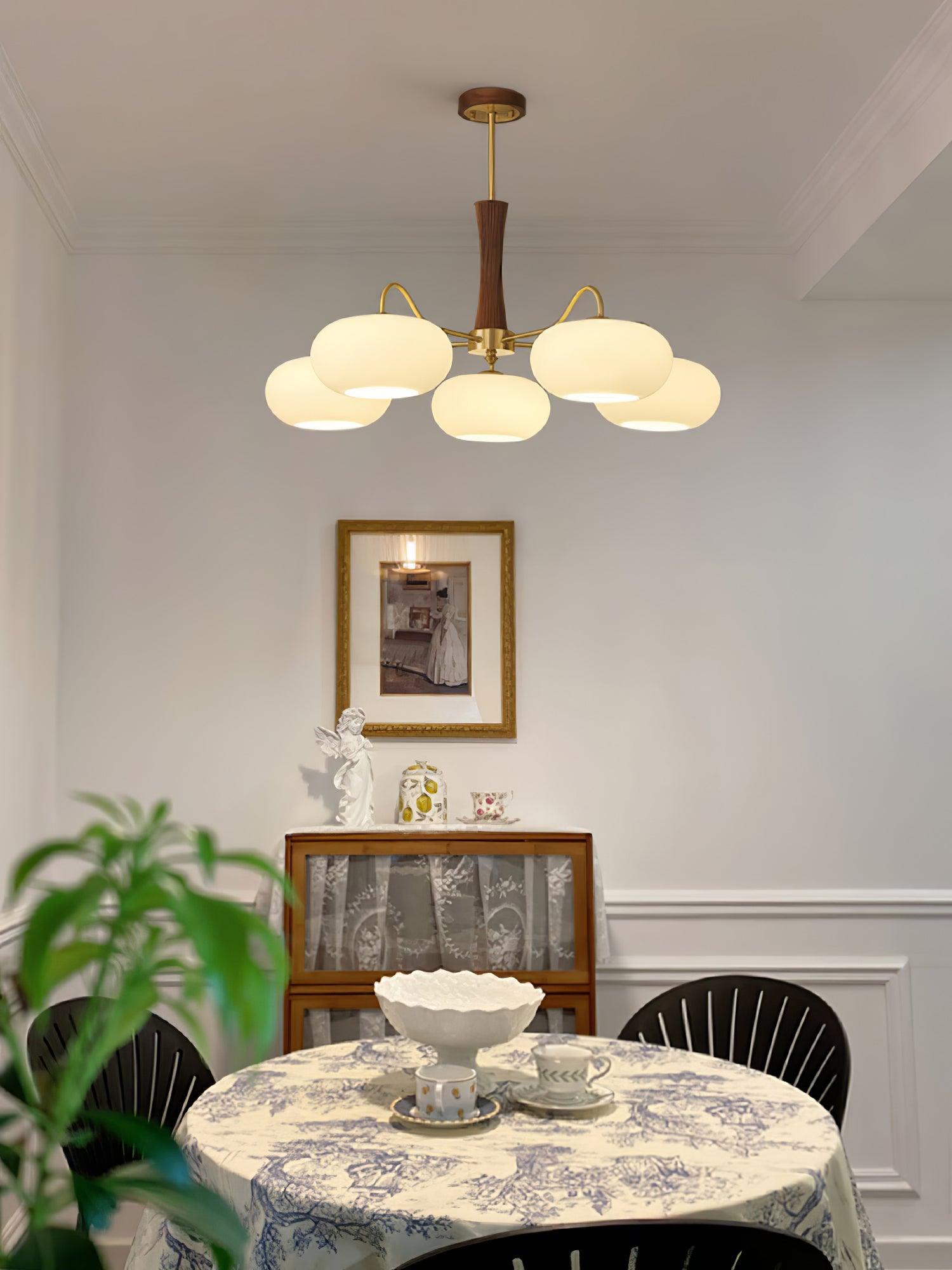 Fiorella Vintage Brass Wooden Chandelier