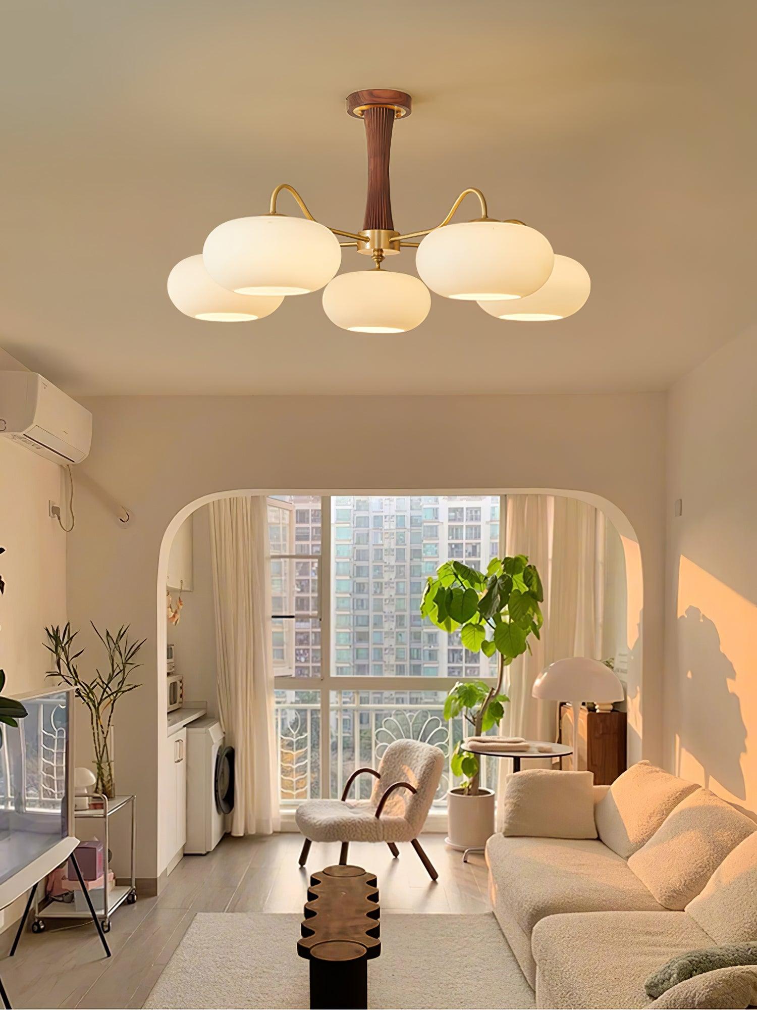 Fiorella Vintage Brass Wooden Chandelier