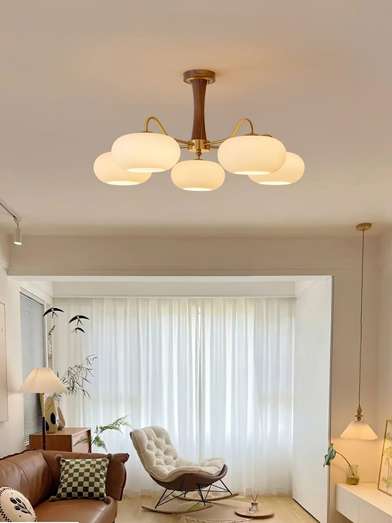 Fiorella Vintage Brass Wooden Chandelier