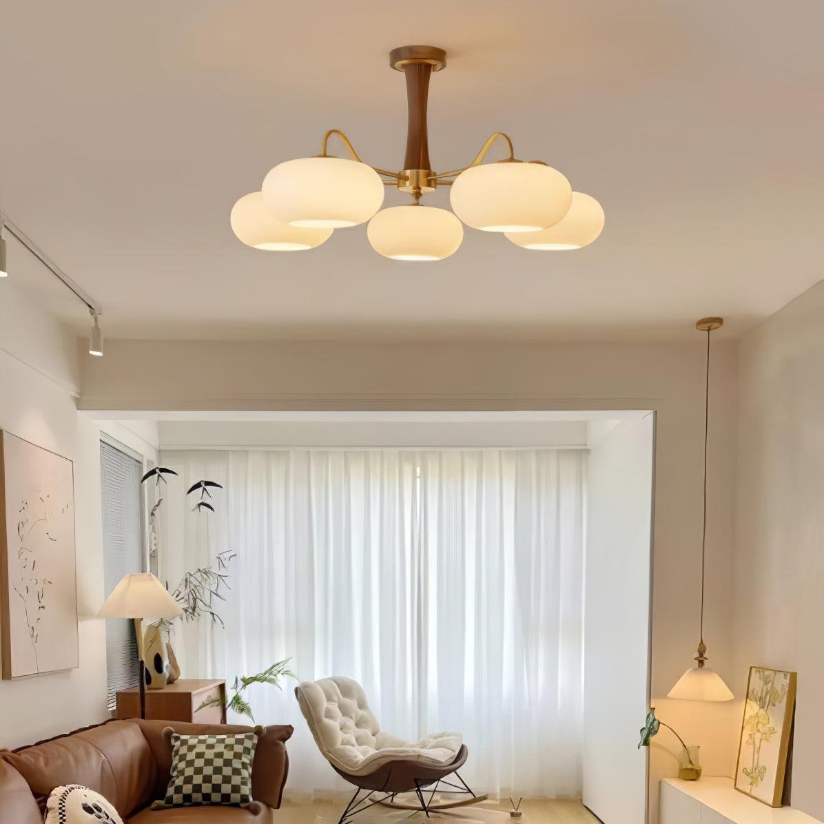 Fiorella Vintage Brass Wooden Chandelier