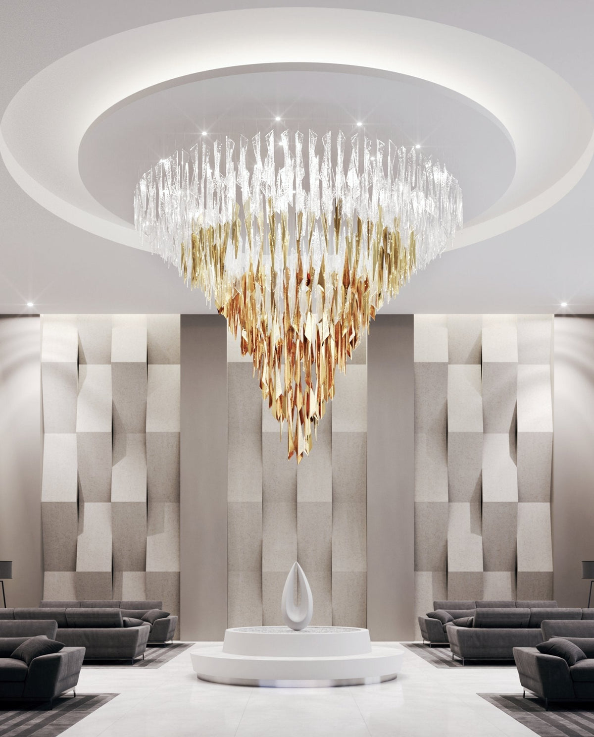 Nyvinia Glass Feather-Shape Chandelier