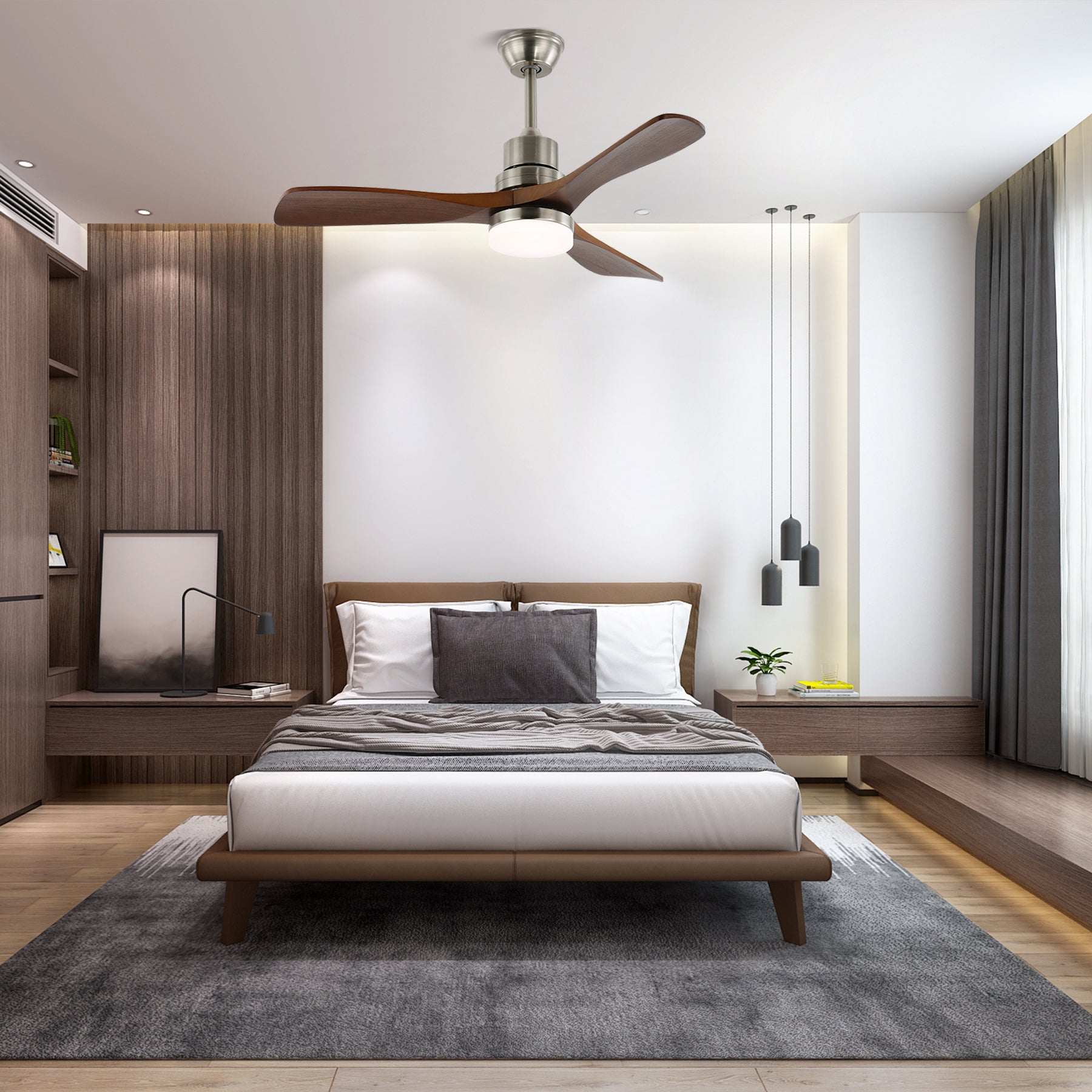 Rininena Modern Wood Ceiling Fan Light