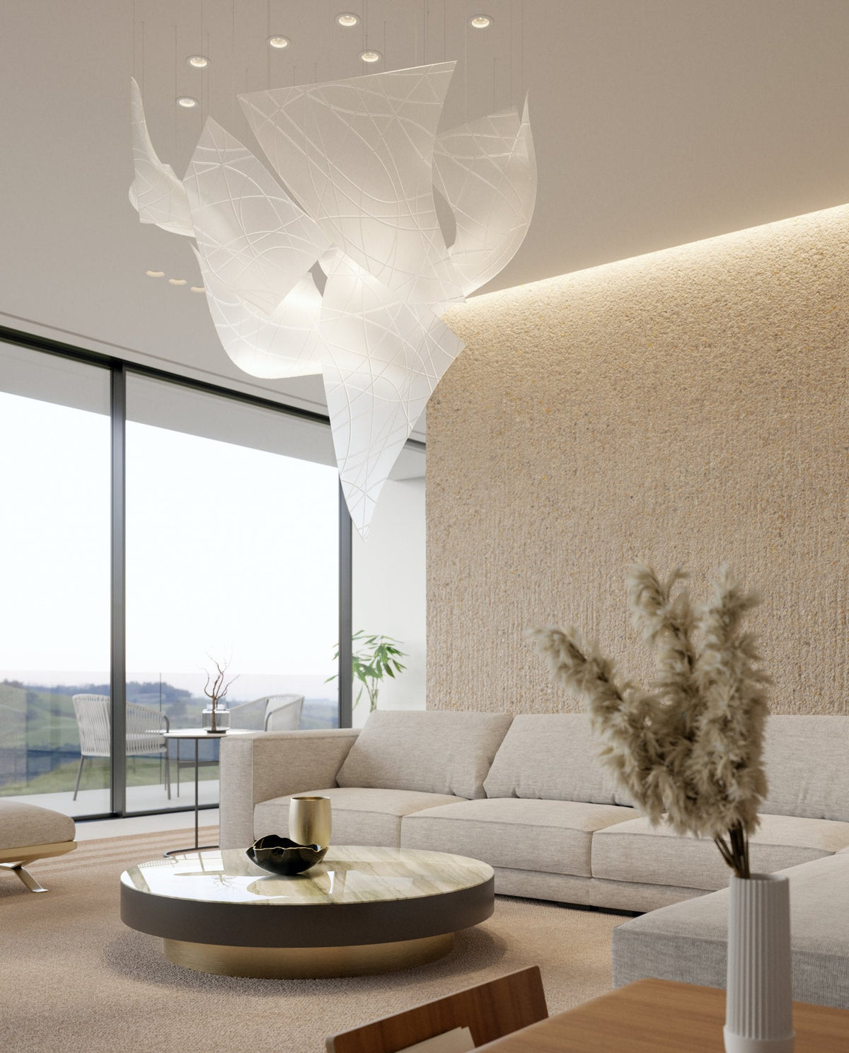 Alnoror Sculptural Gold Pendant Light