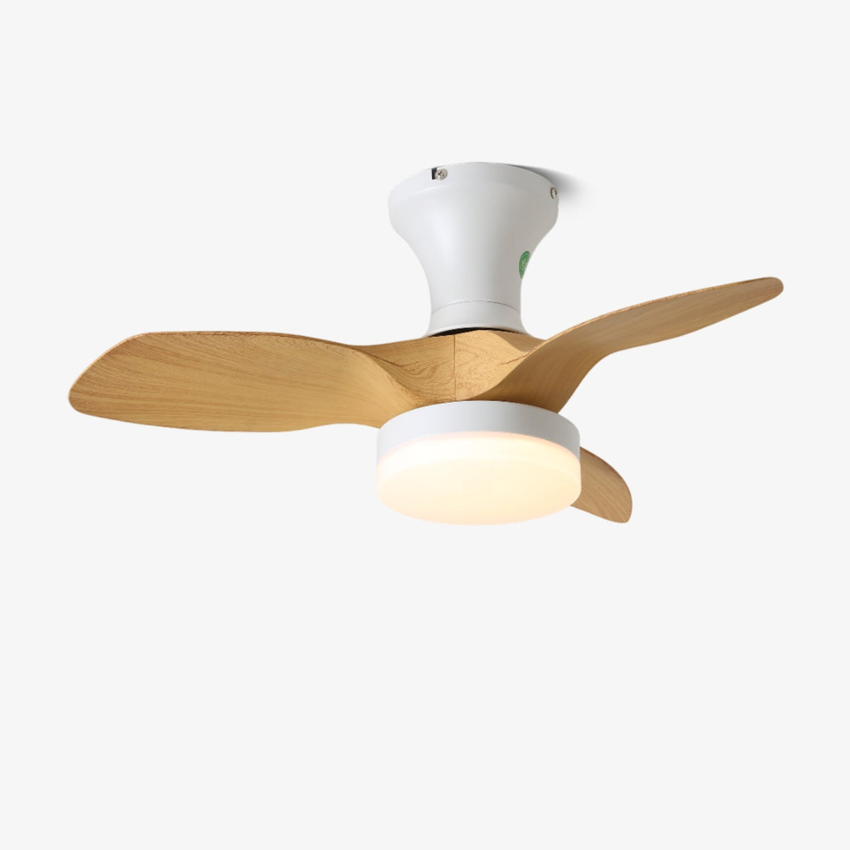 Syliseon Minimalist White Wood Ceiling Fan Light
