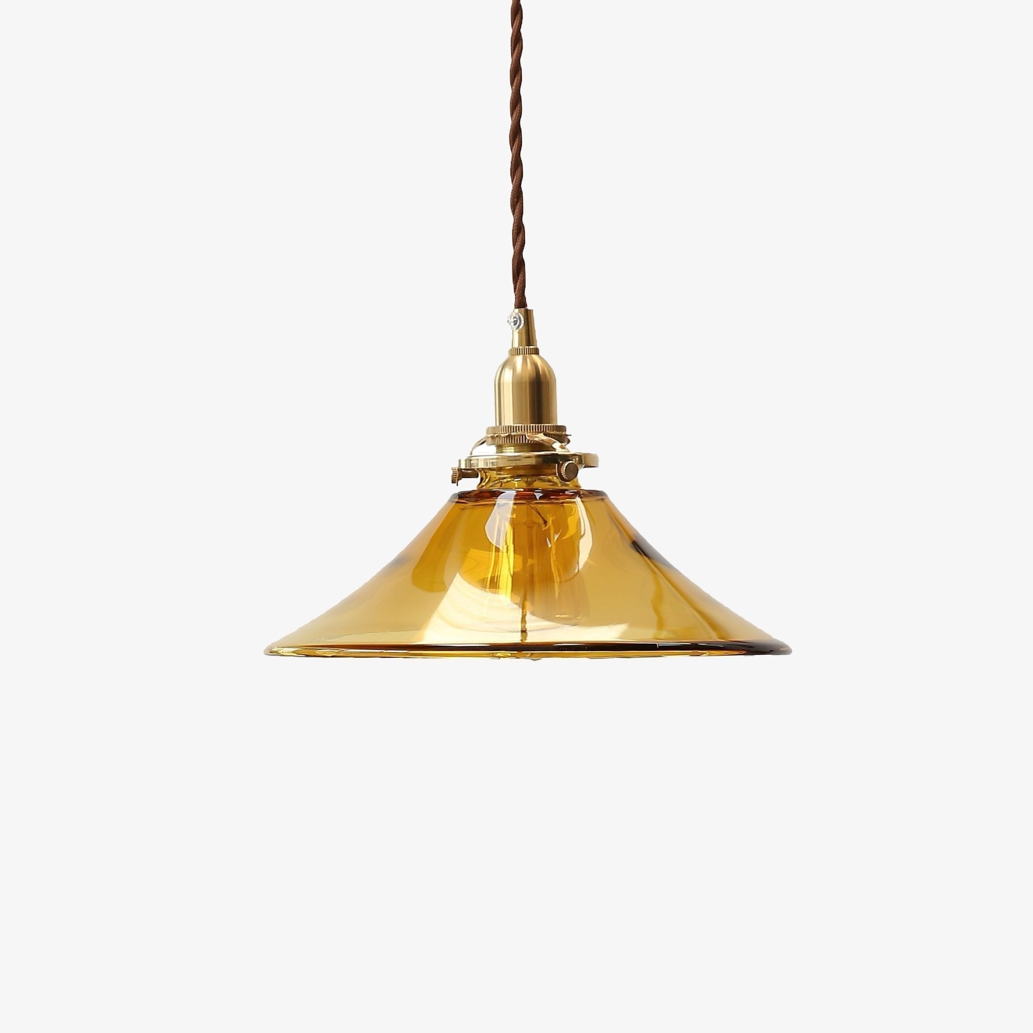 Pila Pendant Lamp Amber Glass Brass Vintage Dining