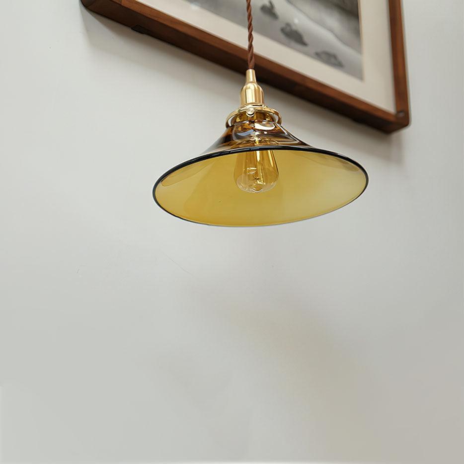 Pila Pendant Lamp Amber Glass Brass Vintage Dining