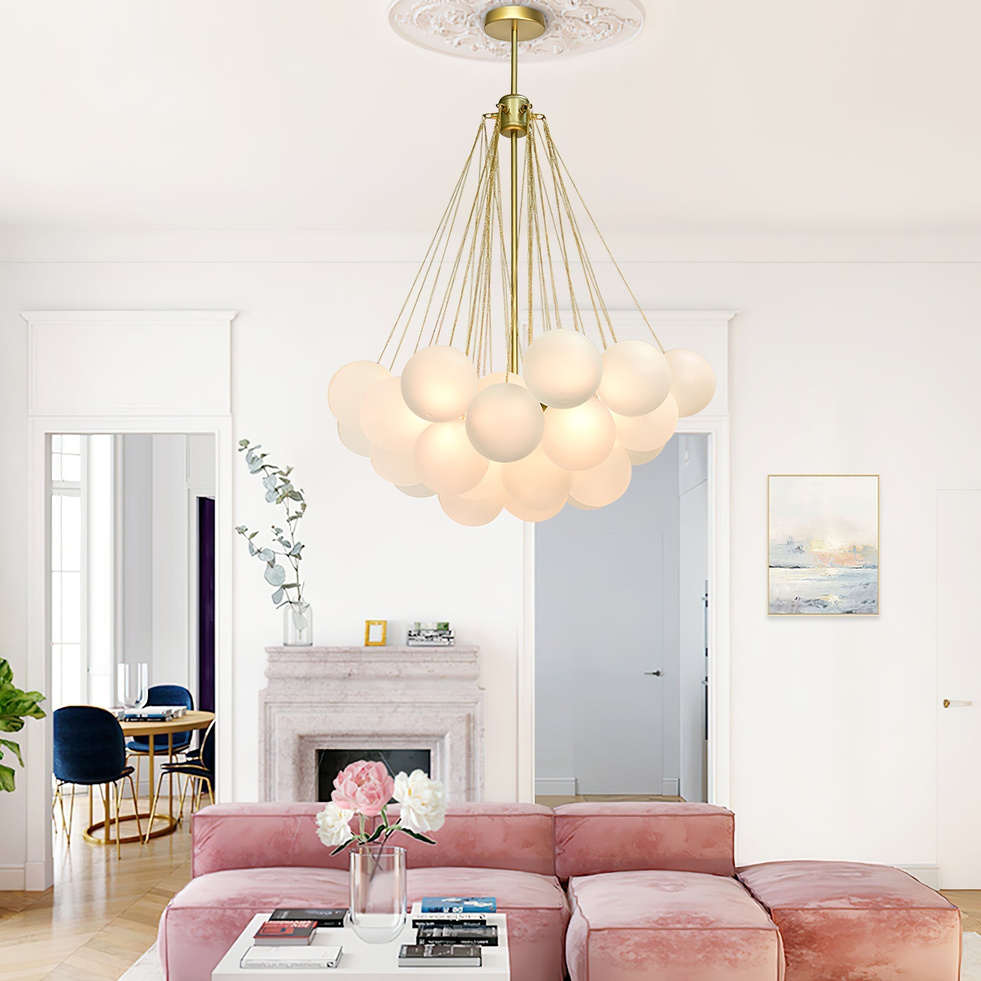 Eiririra Chandelier Bubble Frosted Glass