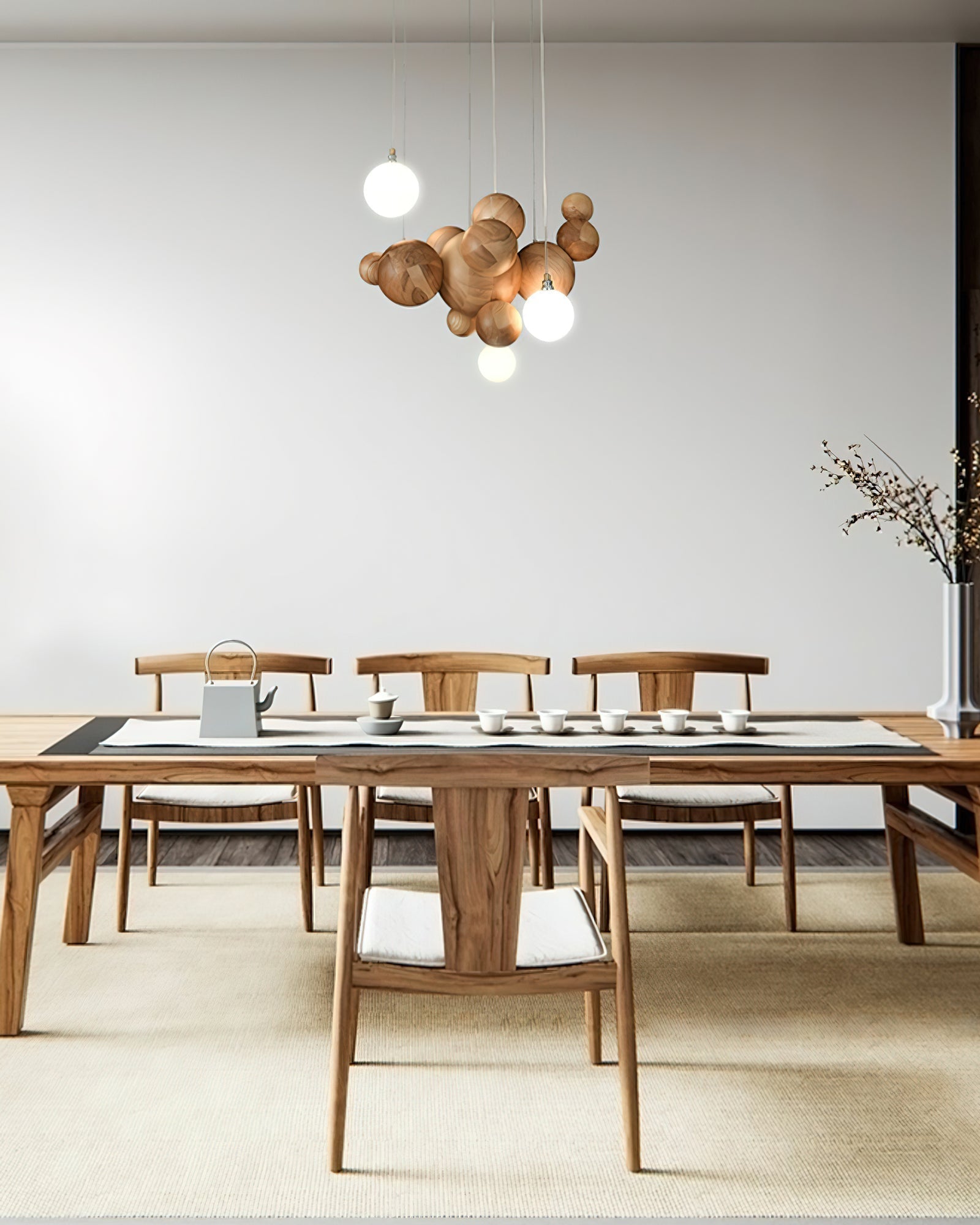 Elveraria Chandelier Wood & Acrylic Bubble Ball Cluster