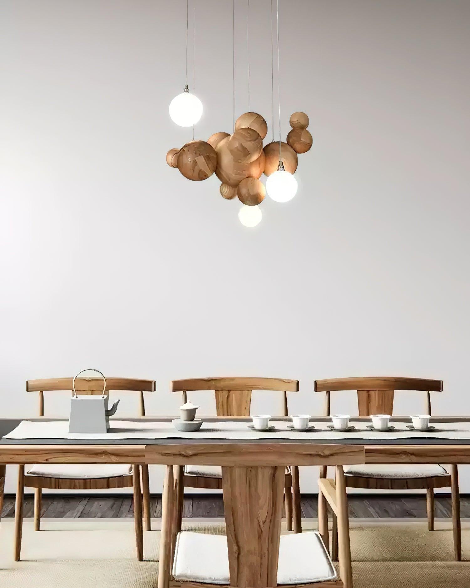 Elveraria Chandelier Wood & Acrylic Bubble Ball Cluster