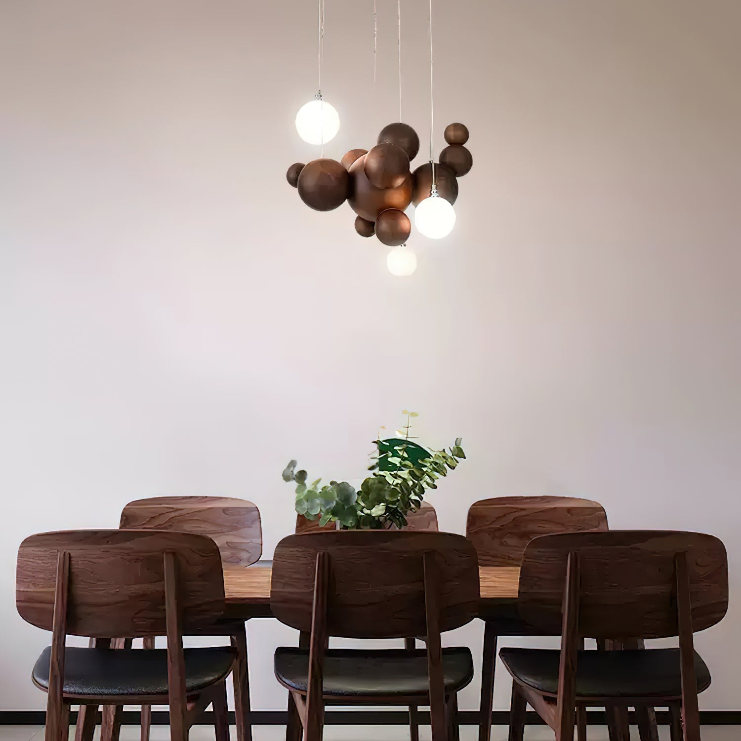 Elveraria Chandelier Wood & Acrylic Bubble Ball Cluster