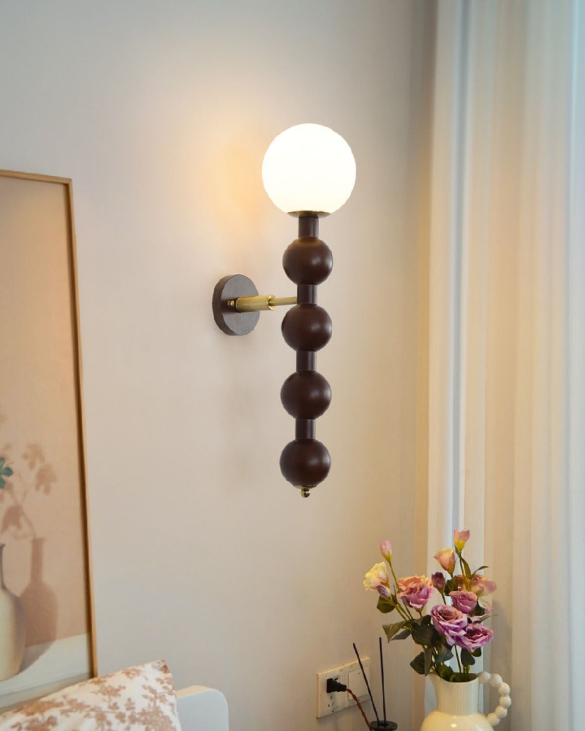 Olaeia Modern Minimalist Bubbly Wooden Glass Wall Lamp