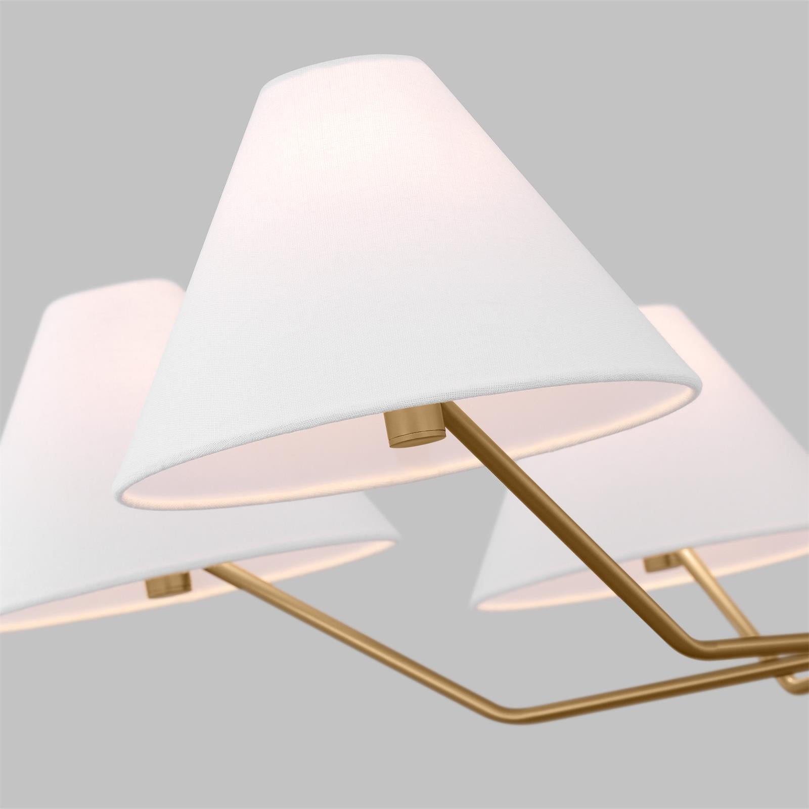 Kevenor Chandelier Brass Fabric Cone Shades Modern