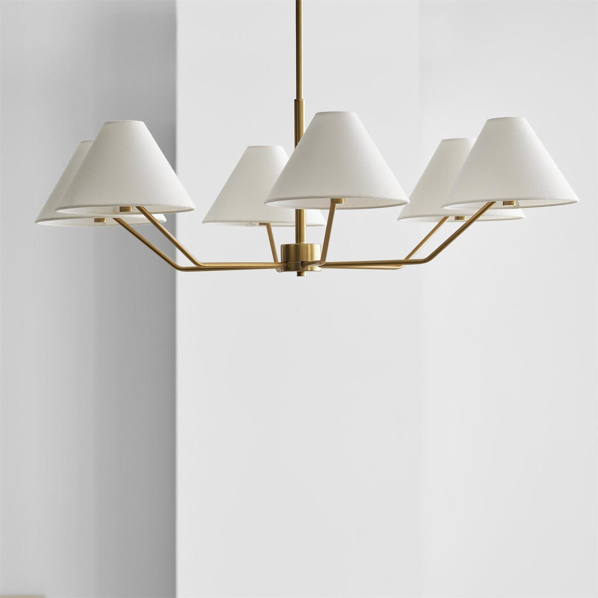 Kevenor Chandelier Brass Fabric Cone Shades Modern