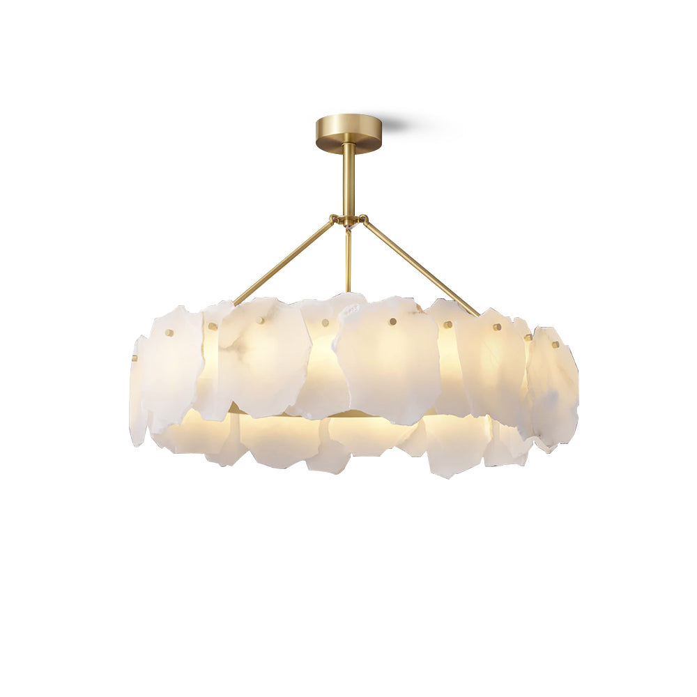Burton Chandelier Alabaster Layered Halo - Neutral Decor