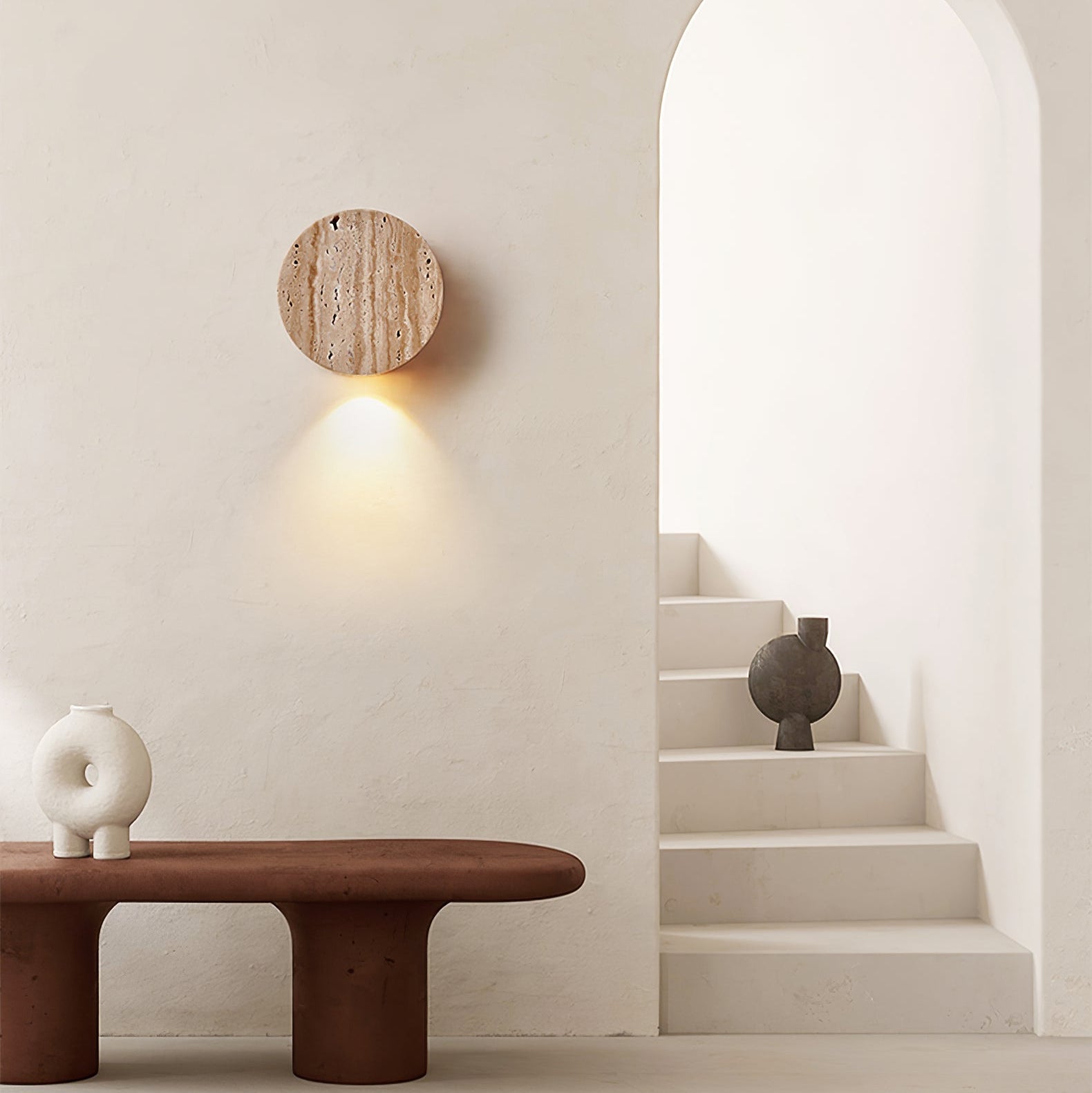 Caelan Minimalist Travertine Wall Lamp