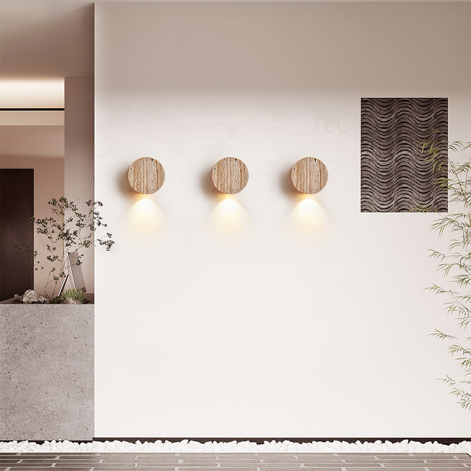 Caelan Minimalist Travertine Wall Lamp