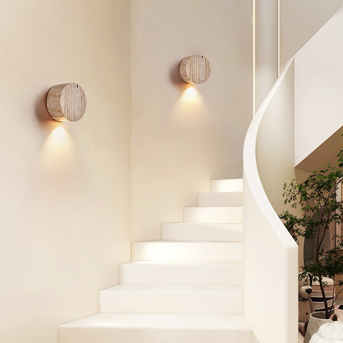 Caelan Minimalist Travertine Wall Lamp