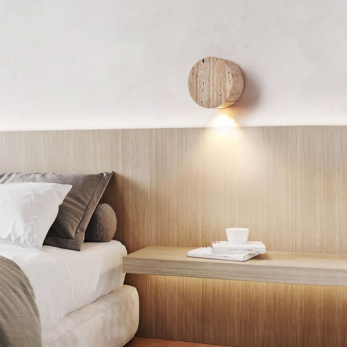 Caelan Minimalist Travertine Wall Lamp