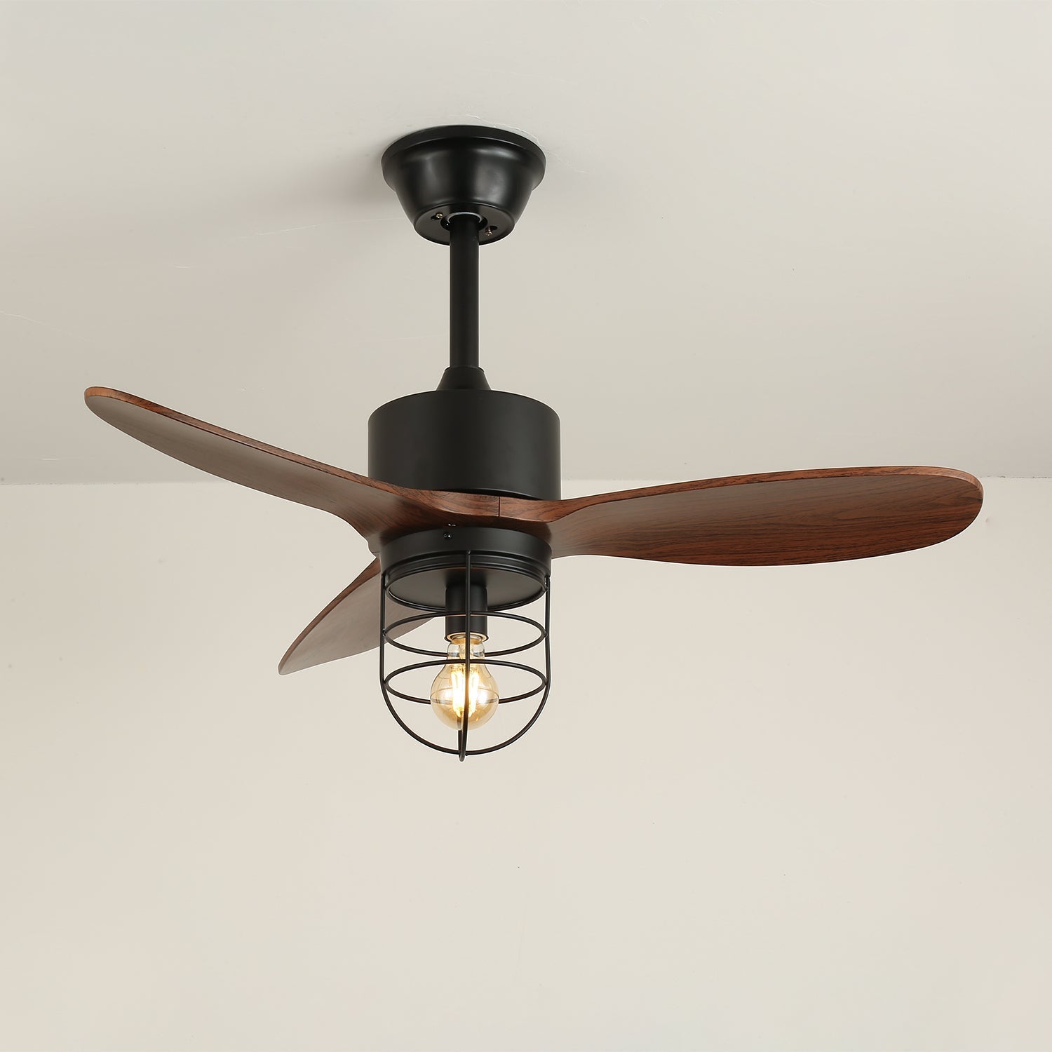 Brisora Industrial Wood Ceiling Fan Light