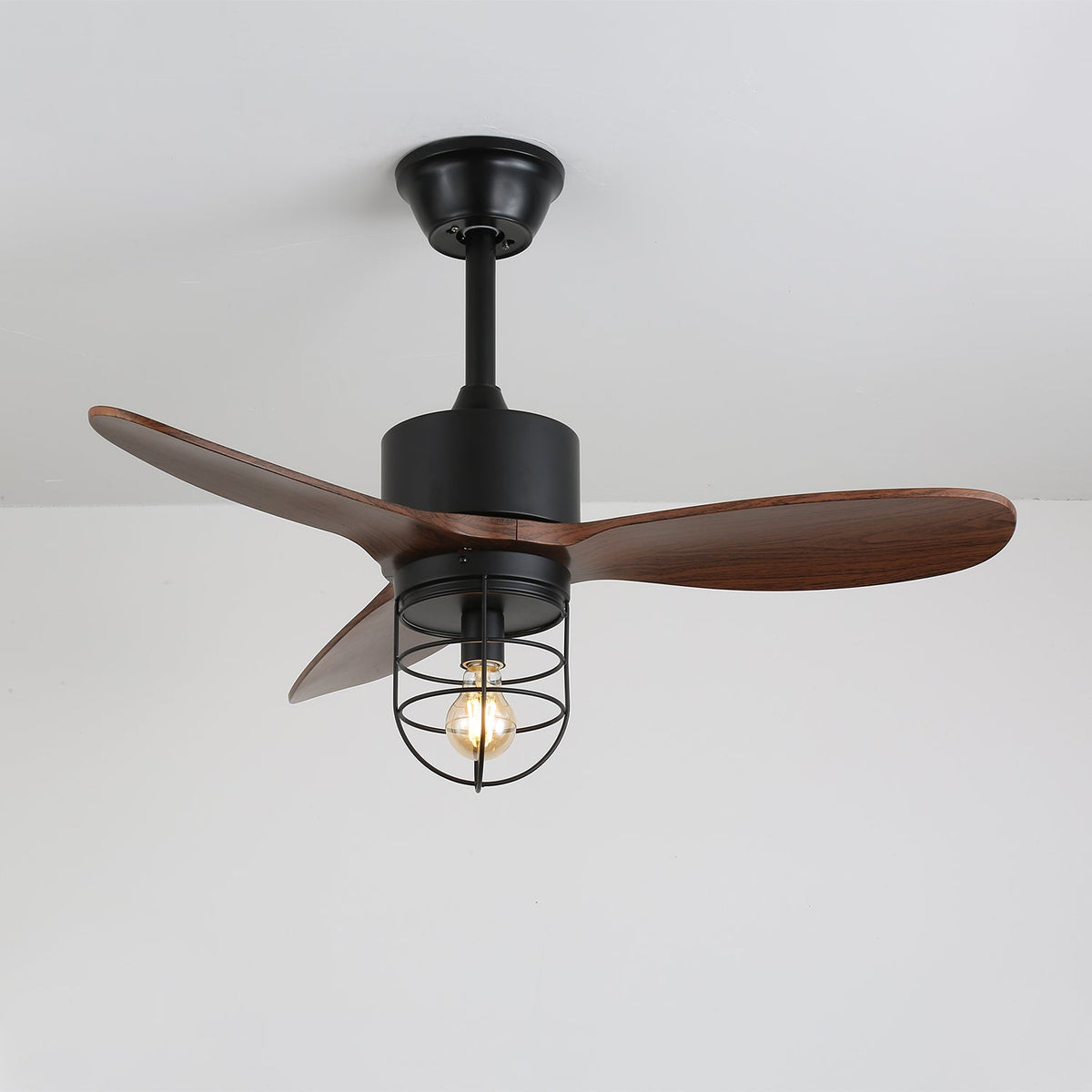 Brisora Industrial Wood Ceiling Fan Light