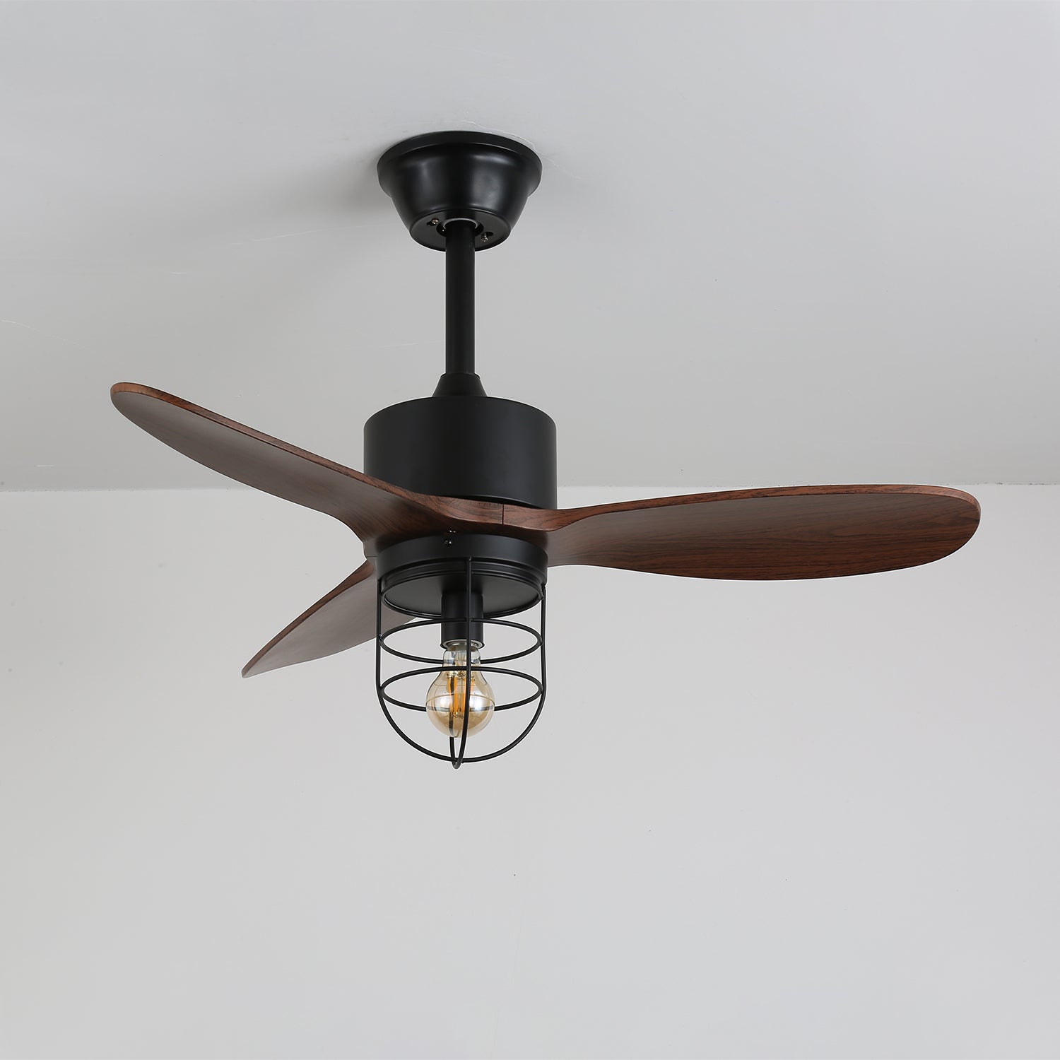 Brisora Industrial Wood Ceiling Fan Light