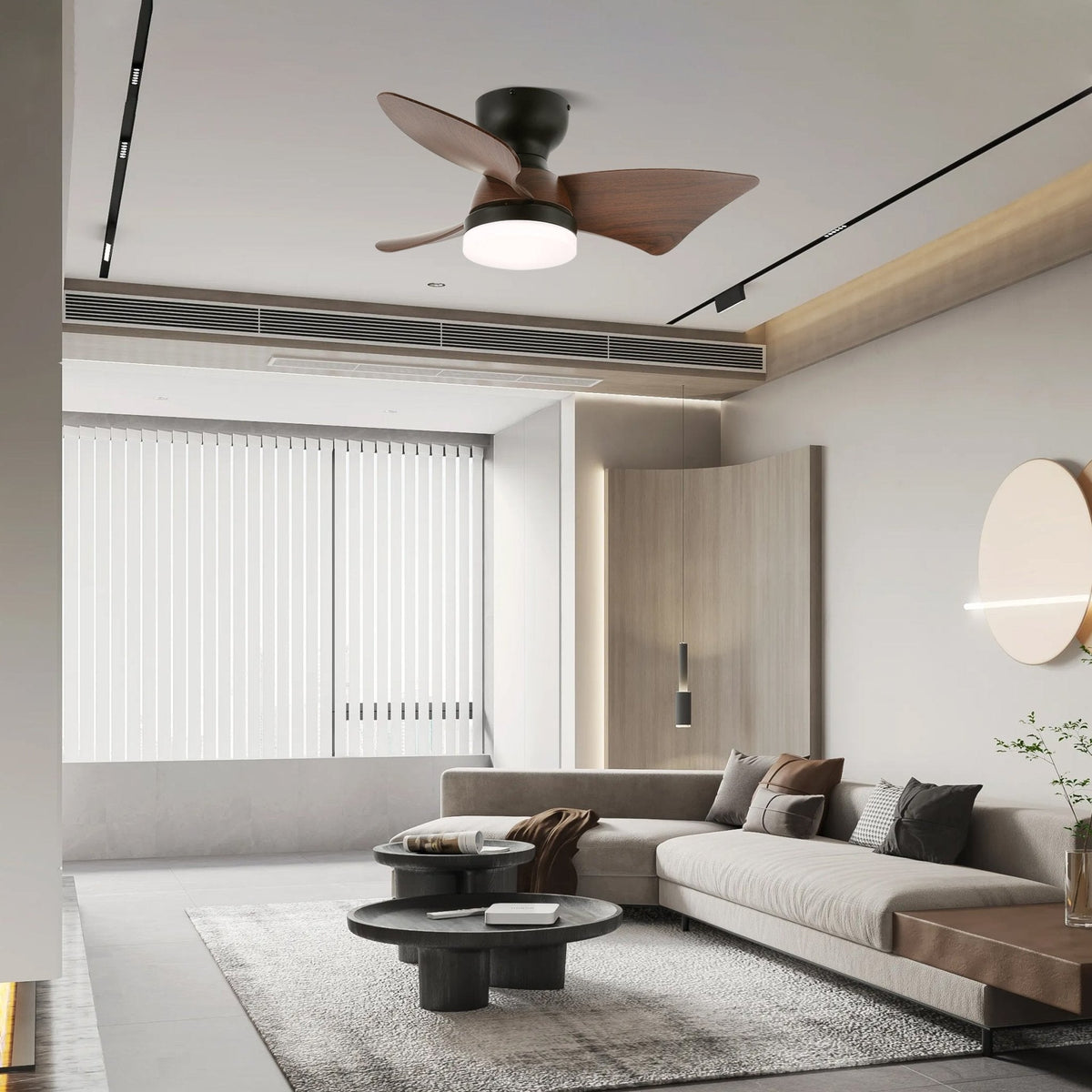 Mirella Silver Wood Ceiling Fan Light