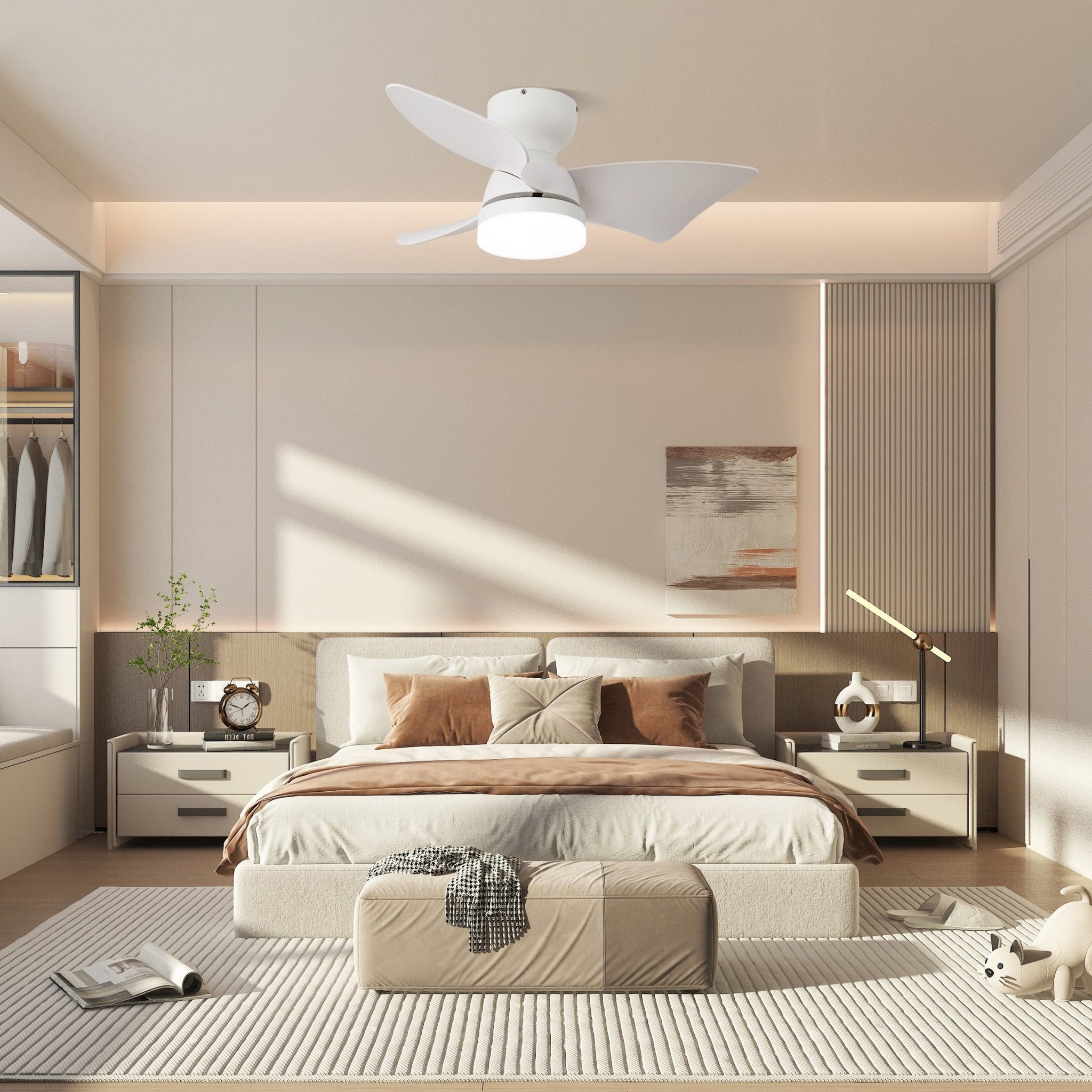 Mirella Silver Wood Ceiling Fan Light