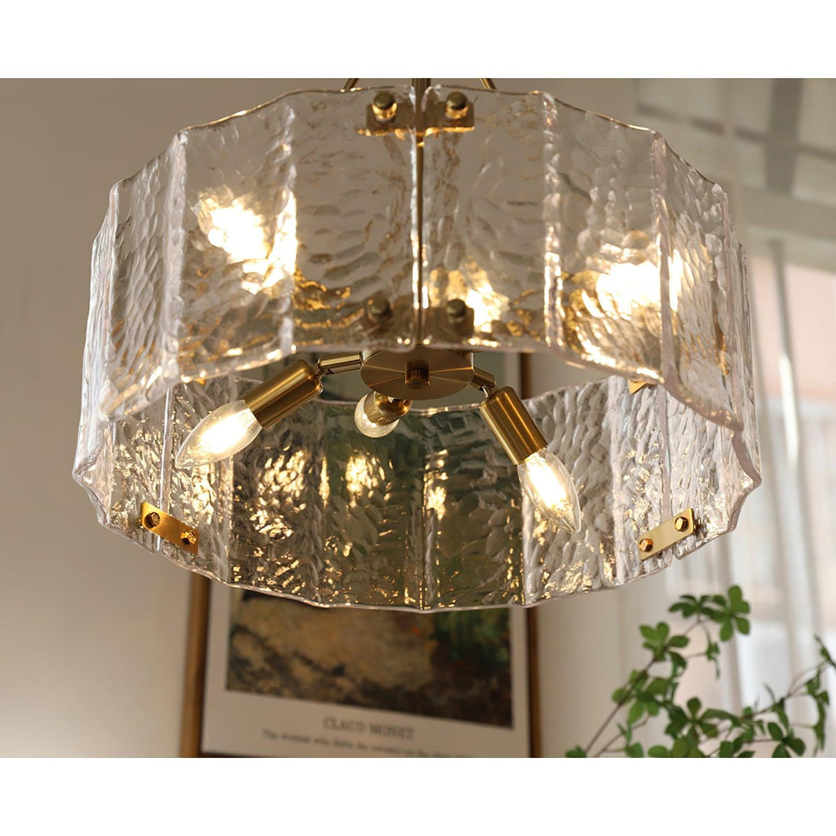 Eirorian Chandelier Calvert Clear Textured Glass