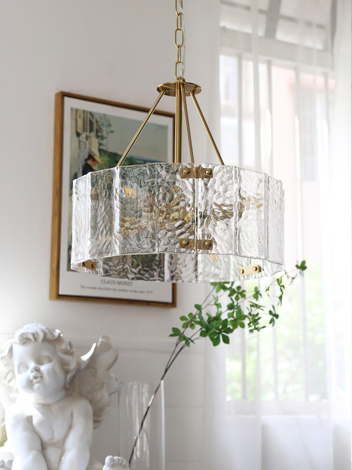 Eirorian Chandelier Calvert Clear Textured Glass