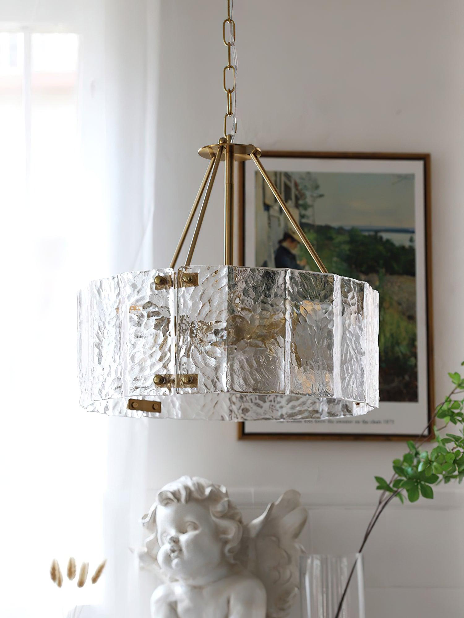 Eirorian Chandelier Calvert Clear Textured Glass