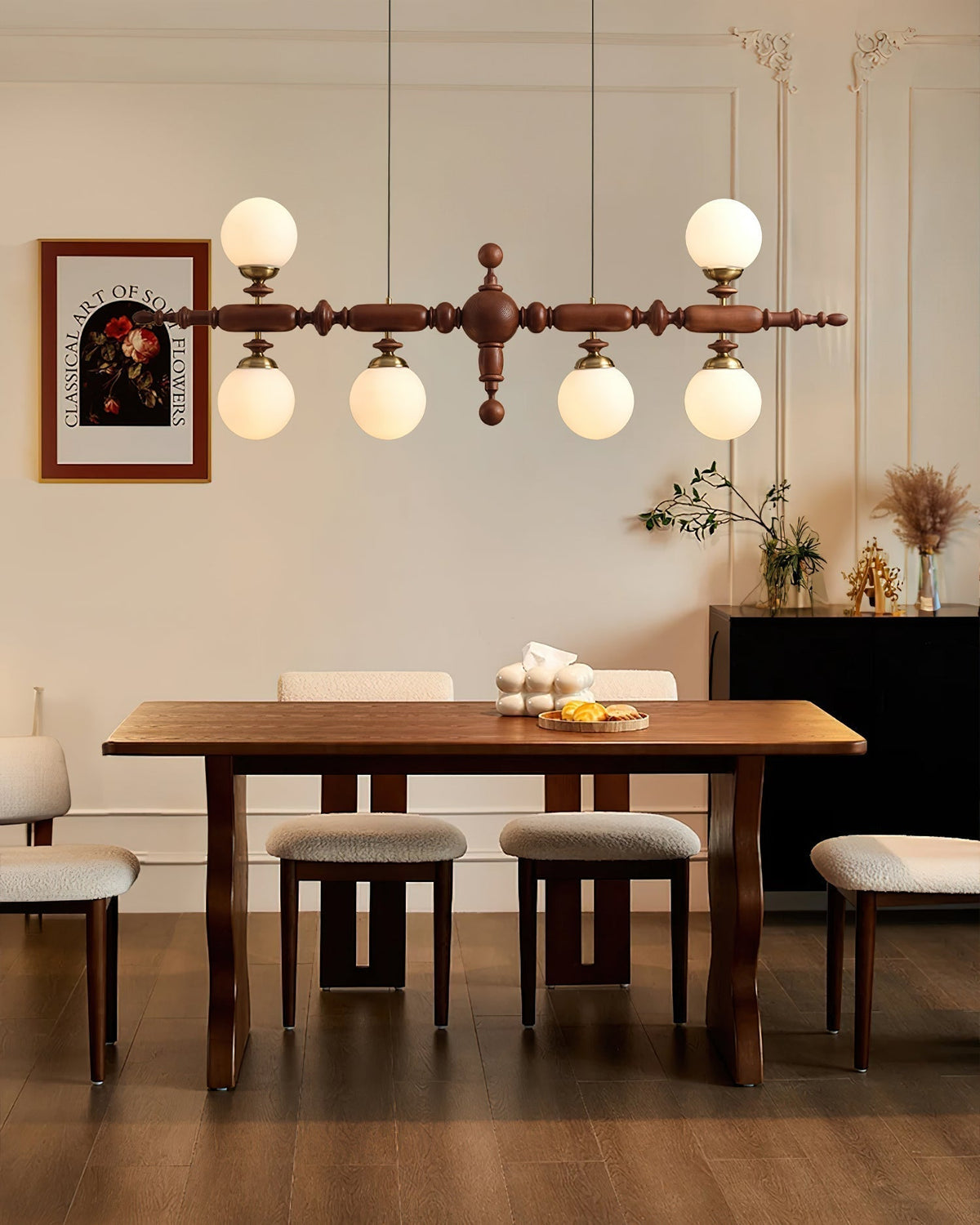Isilira Classic Wood Glass Linear Pendant Light