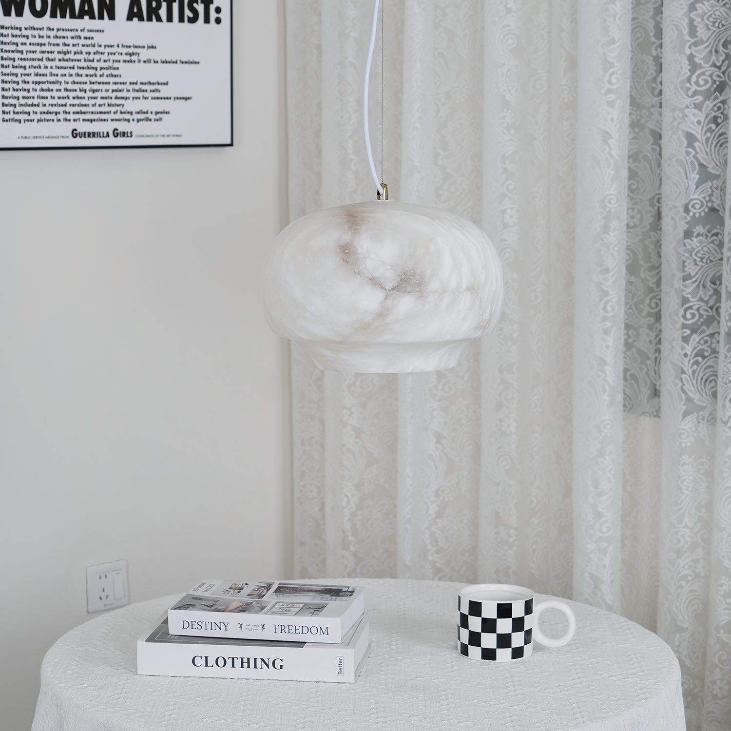 Thalia Minimalist Alabaster Pendant Light