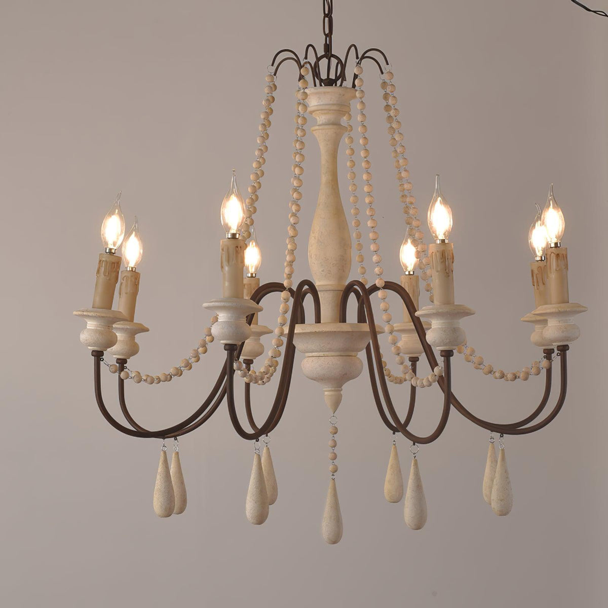 Liorerian Chandelier Candle Scroll Arm Rustic
