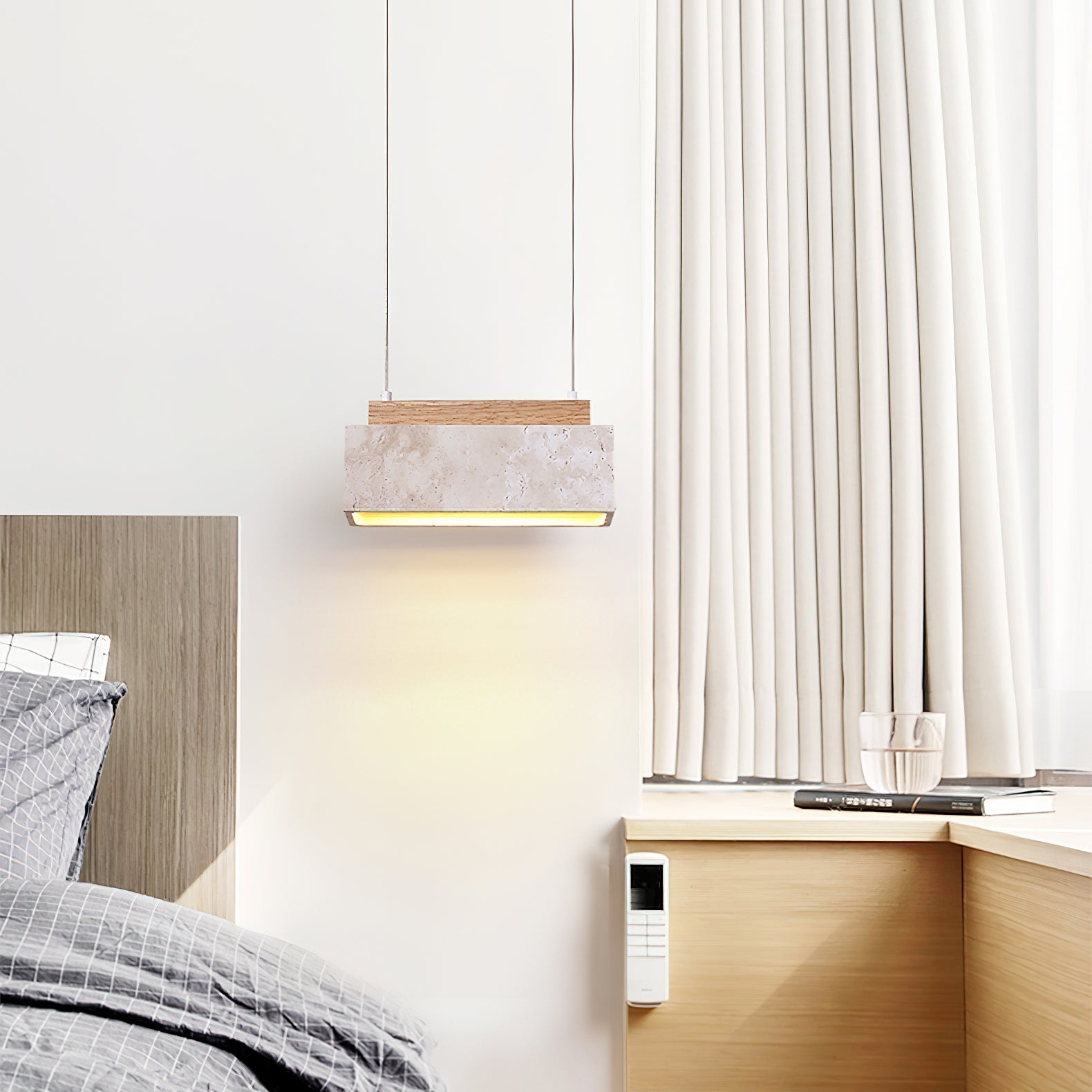 Ciraeila Rectangular Travertine Pendant Light