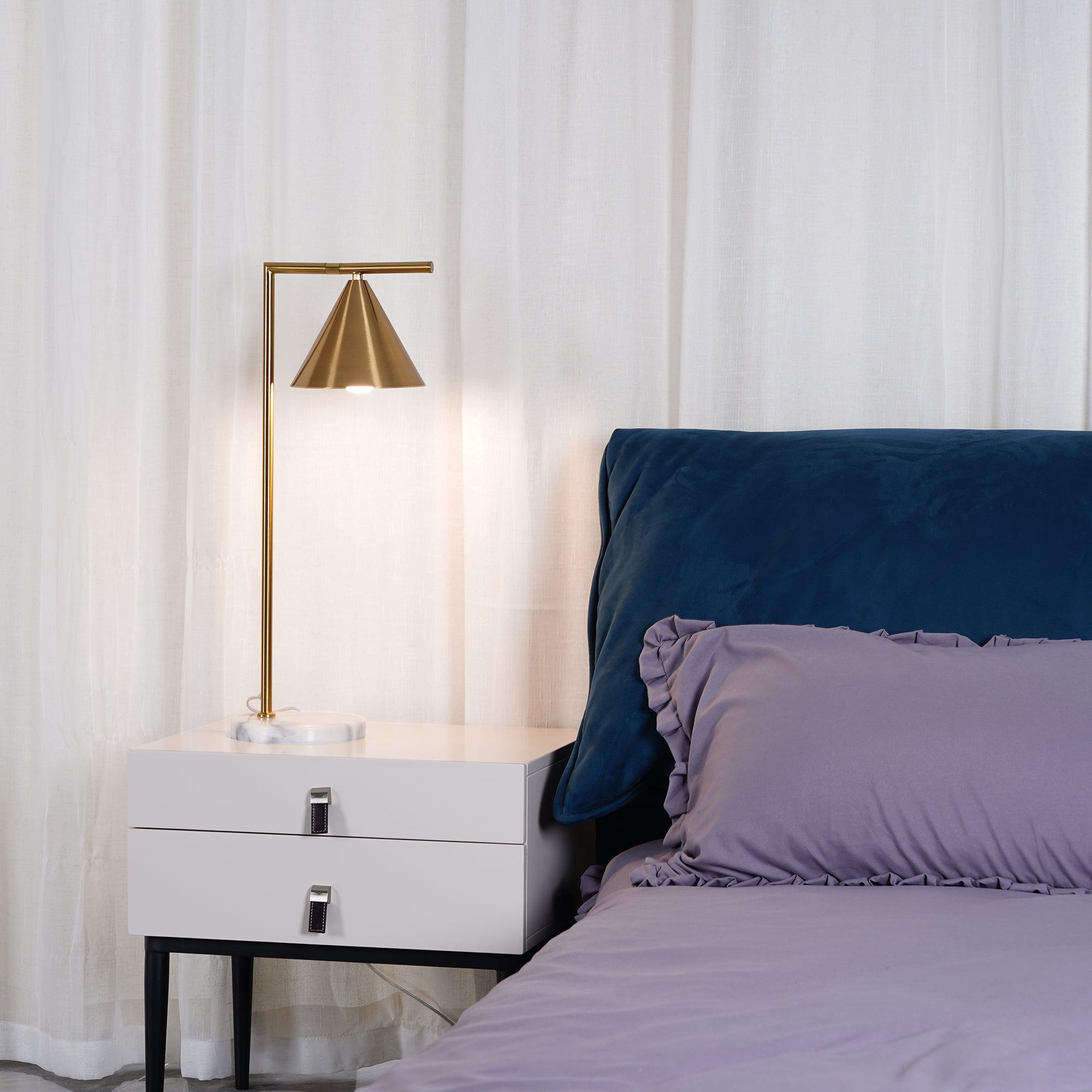 Glowen Marble Industrial Table Lamp