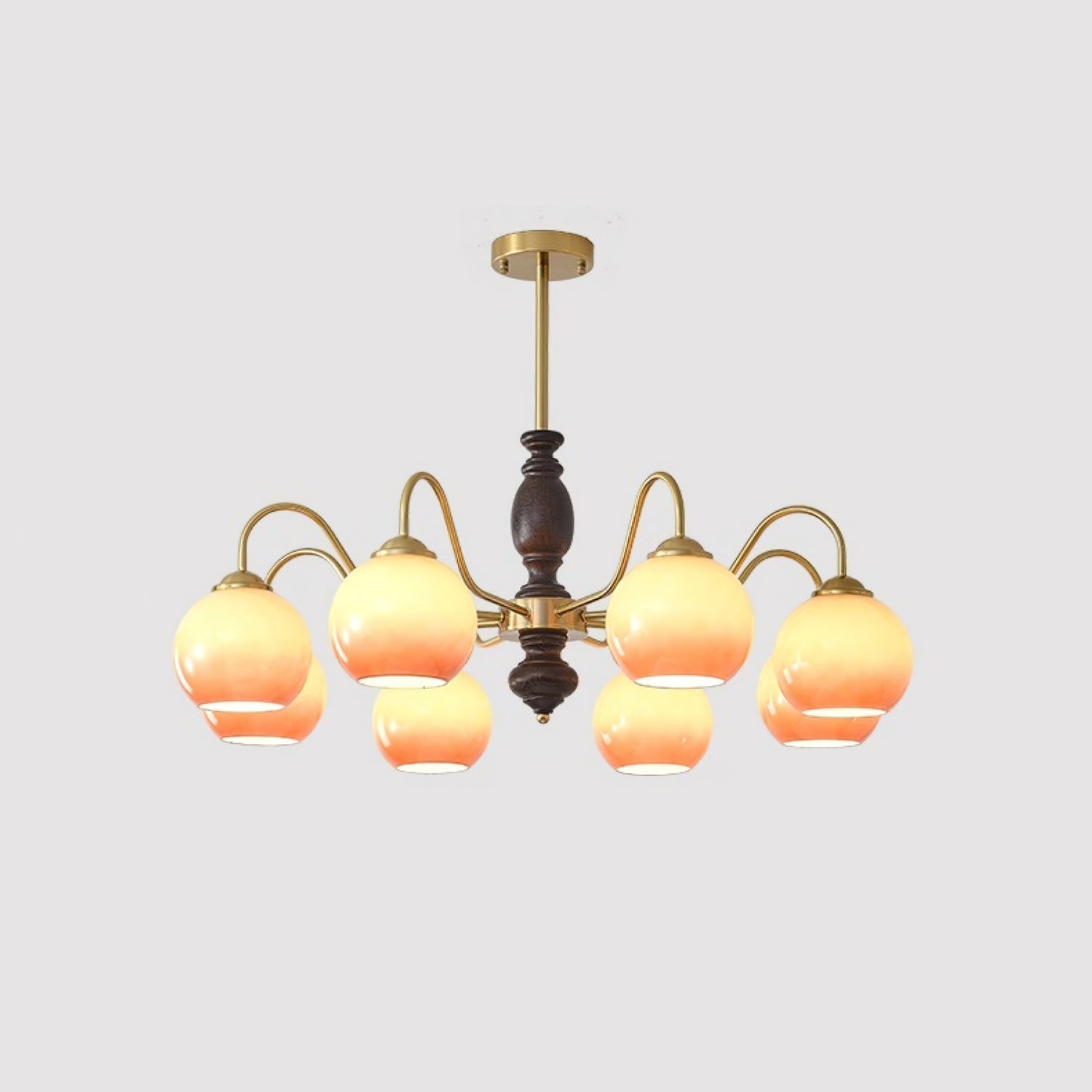 Reniian Chandelier Caramel Orb Curved Arm