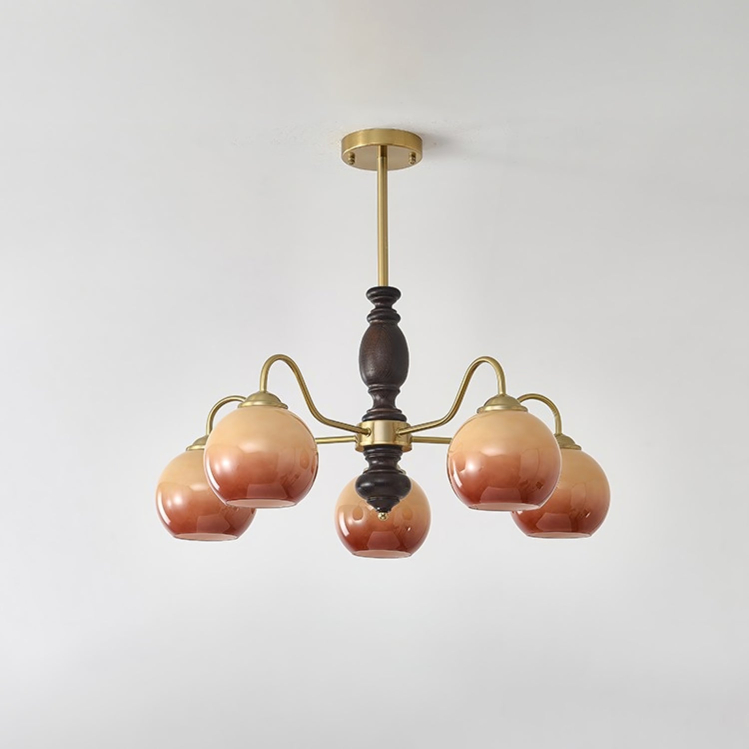 Reniian Chandelier Caramel Orb Curved Arm
