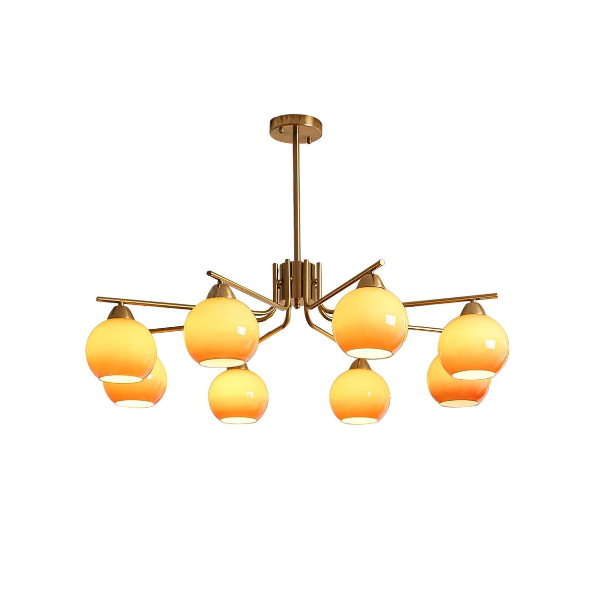 Oriorella Chandelier Brass Caramel Globe Minimalist