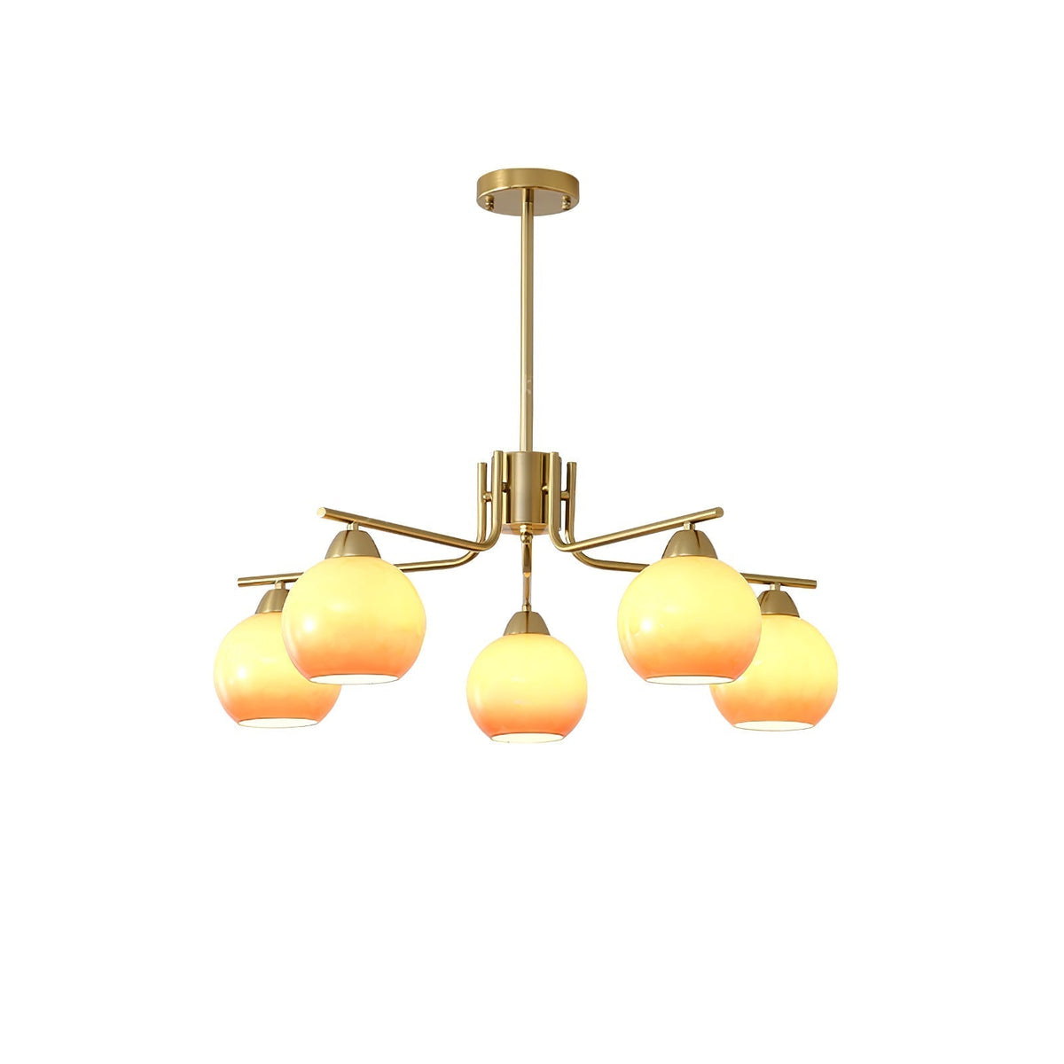 Oriorella Chandelier Brass Caramel Globe Minimalist