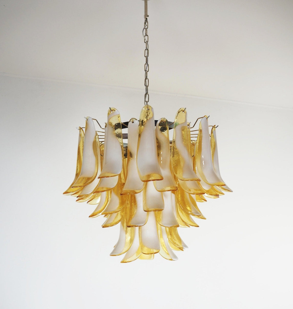 Velelian Chandelier Amber Murano Glass Petals Layered