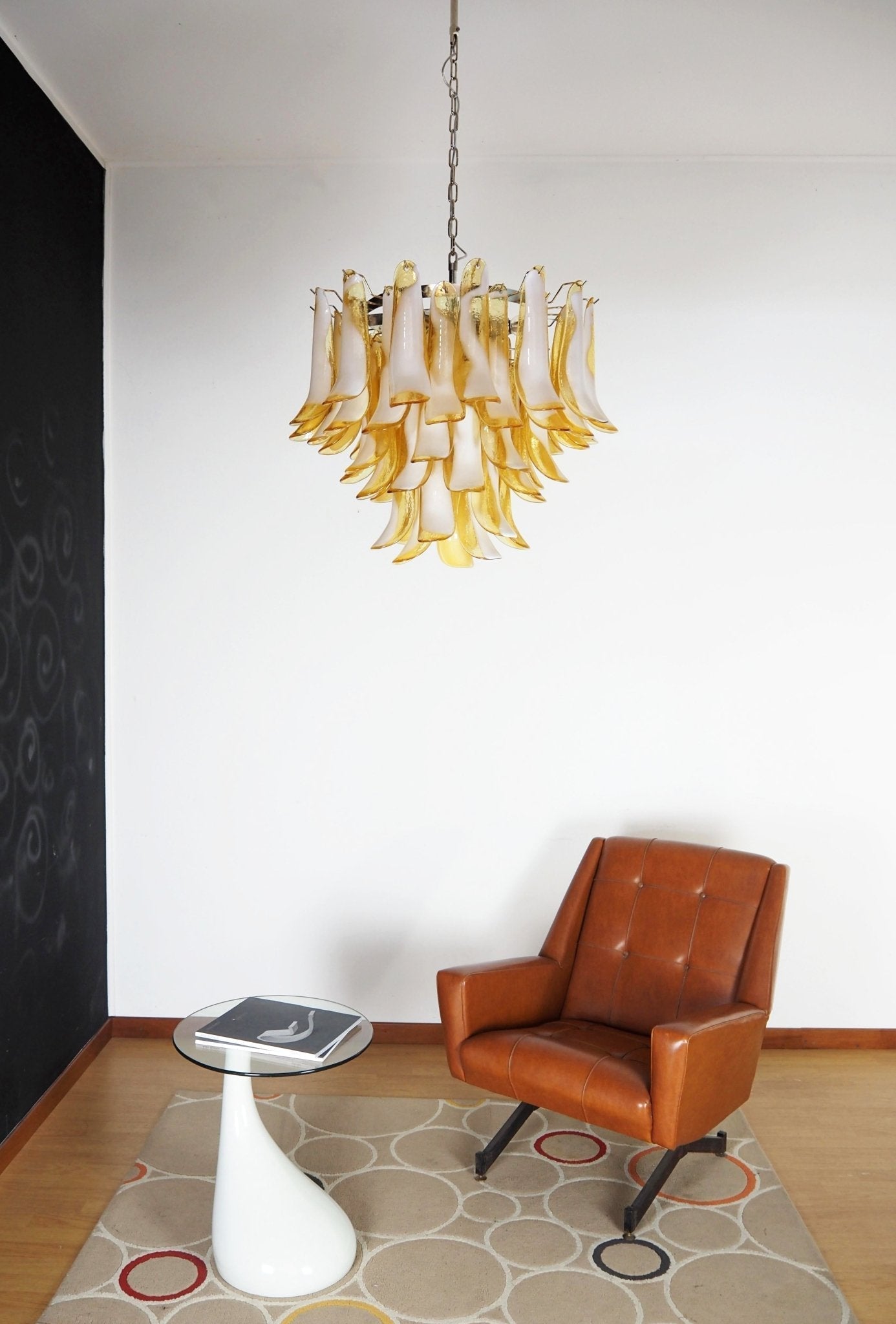 Velelian Chandelier Amber Murano Glass Petals Layered