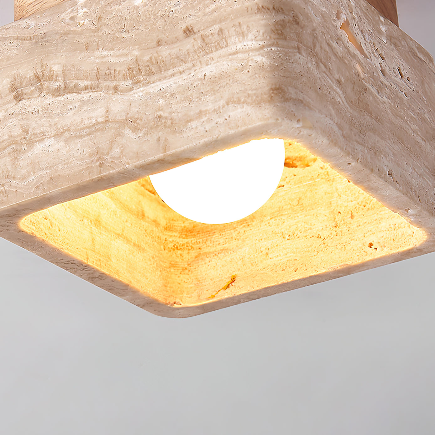 Vellin Travertine Square Flush Mount Ceiling Light - Neutral Decor