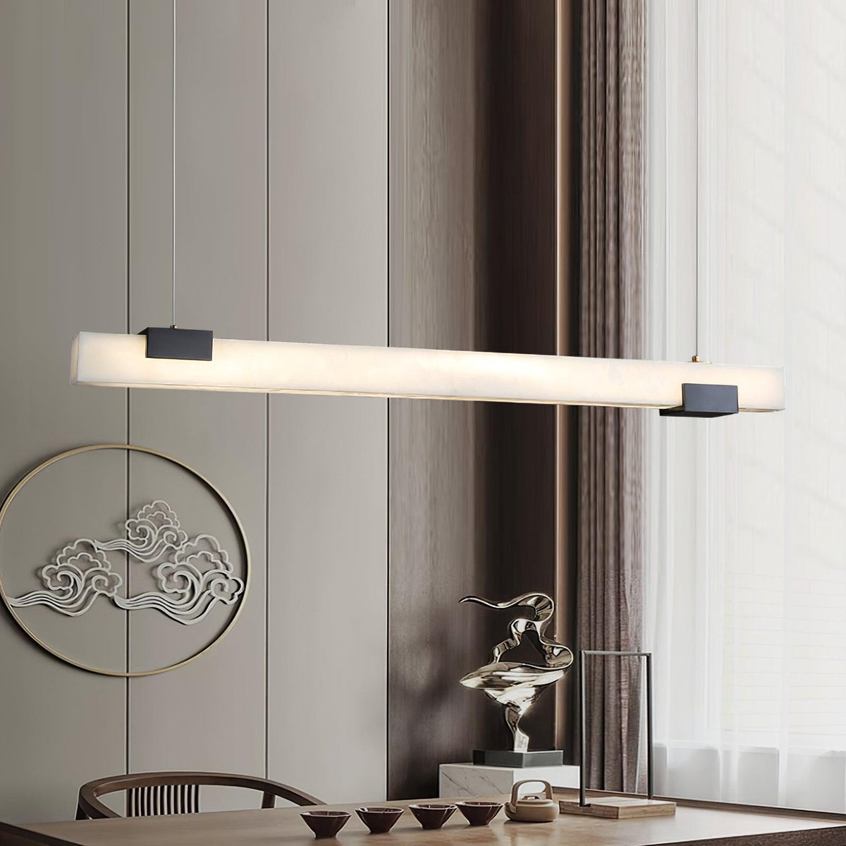 Mivel Minimalist Alabaster Linear Pendant Light