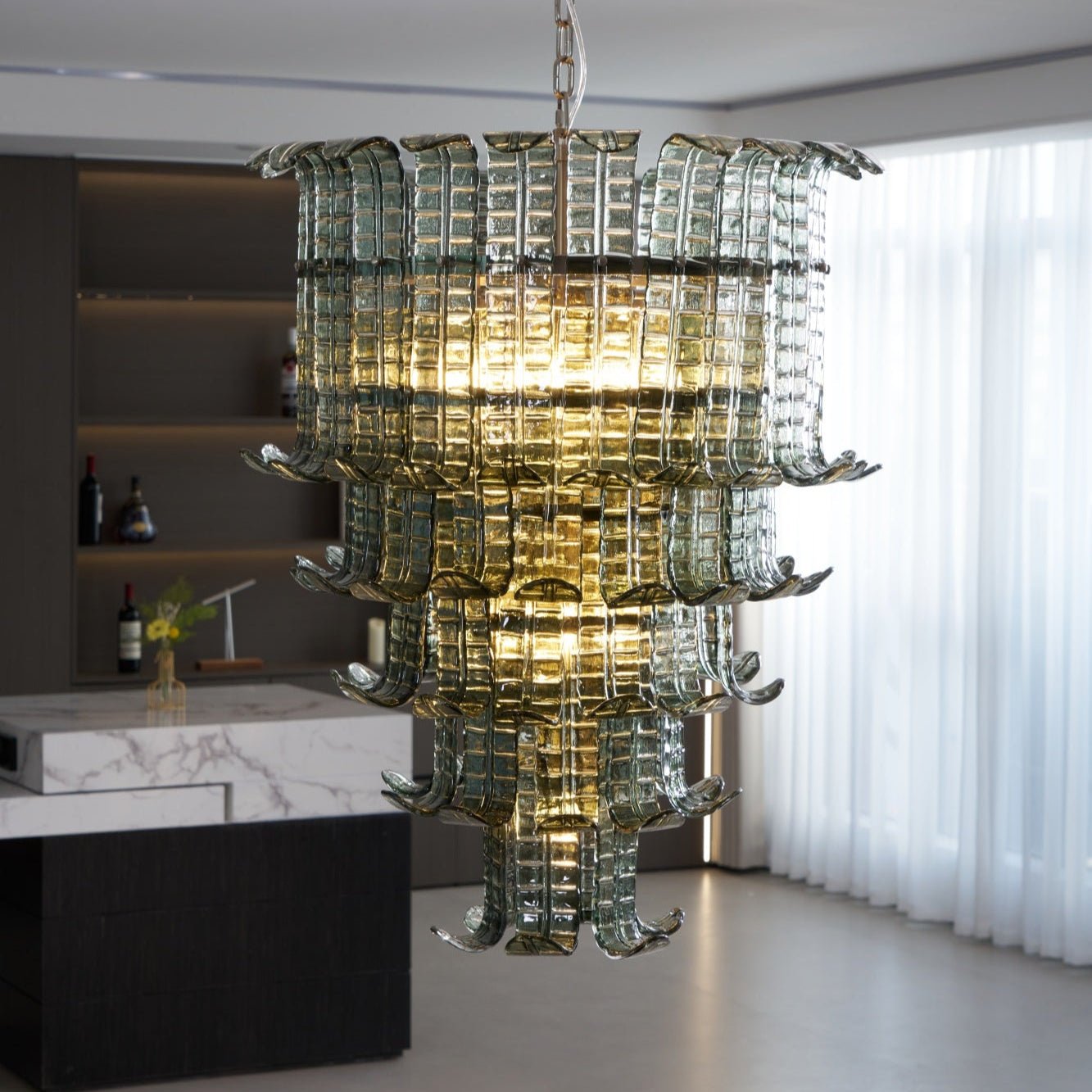 Yisk Chandelier Cascade Murano Glass Tiered Vintage