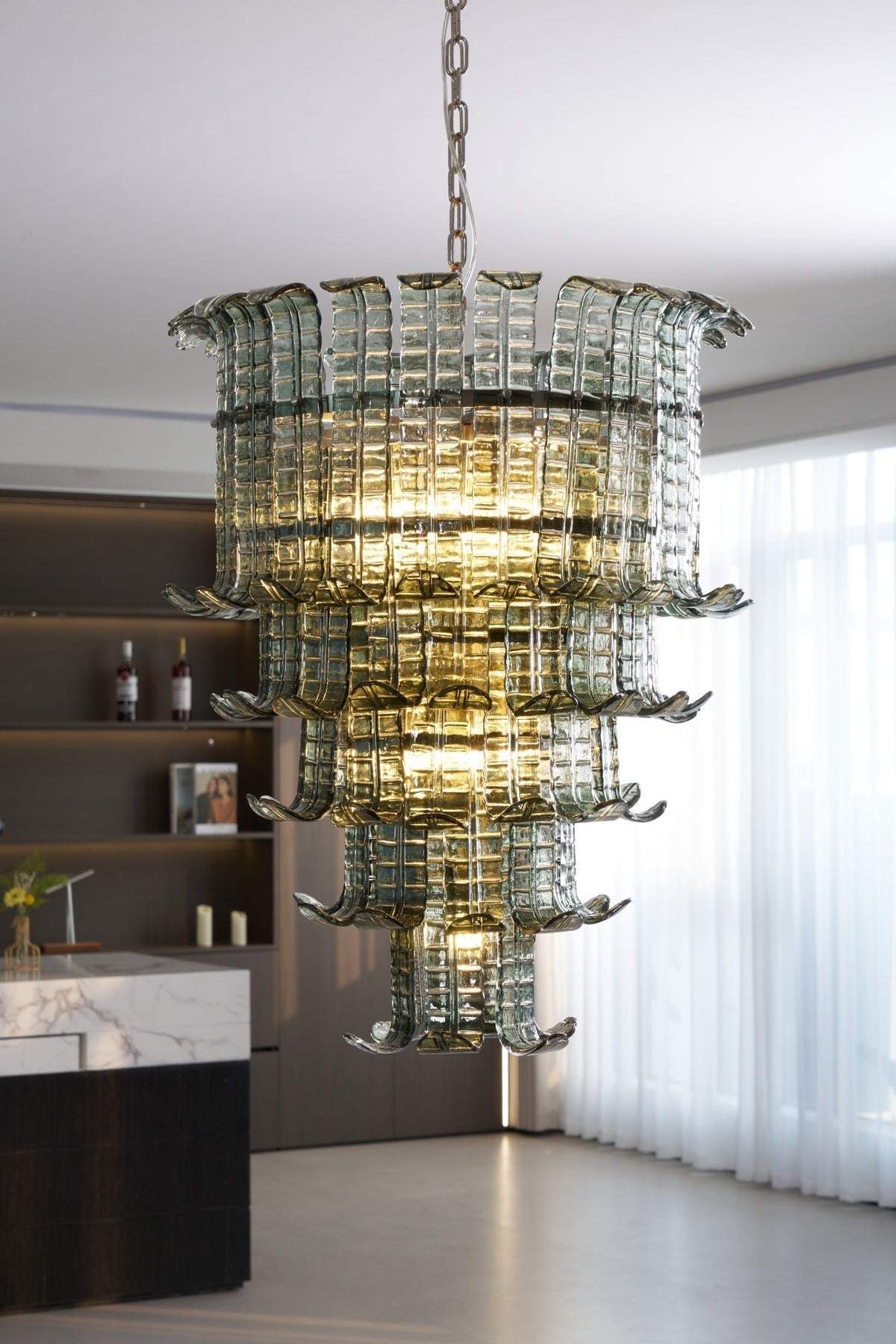Yisk Chandelier Cascade Murano Glass Tiered Vintage