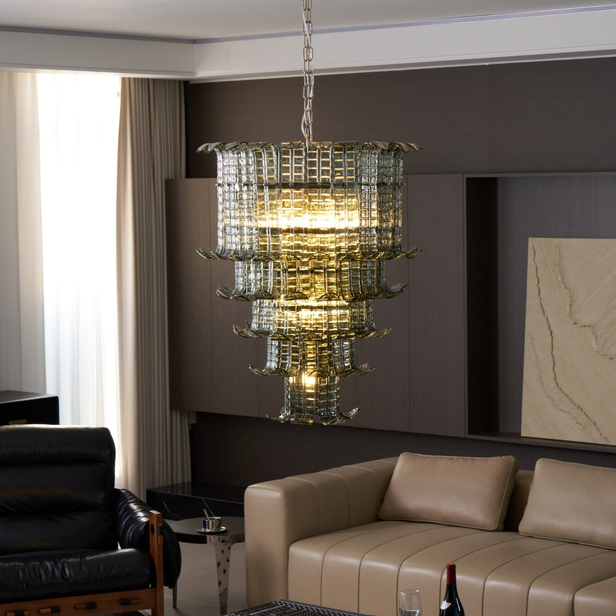 Yisk Chandelier Cascade Murano Glass Tiered Vintage