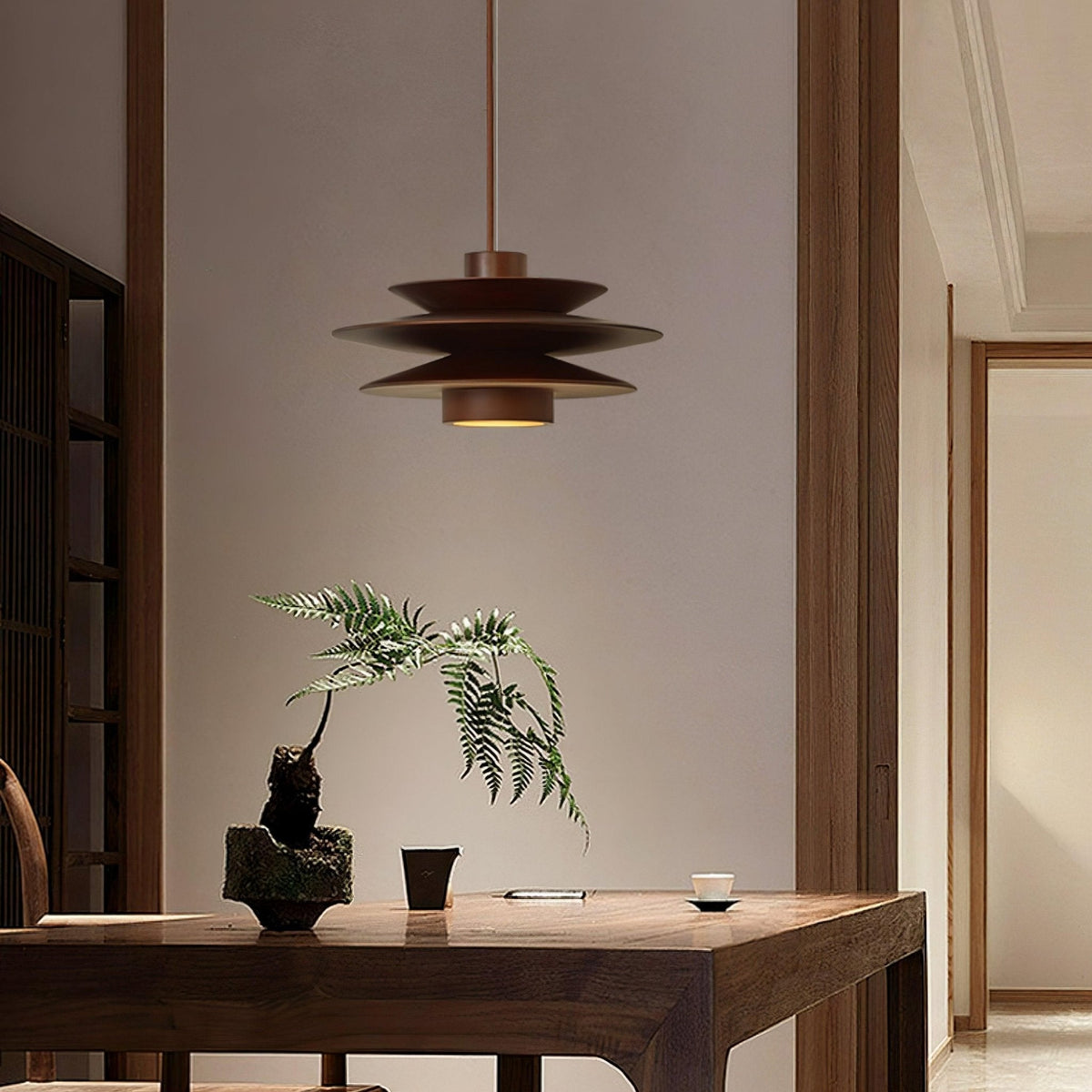 Marshire Wooden Disc Pendant Light